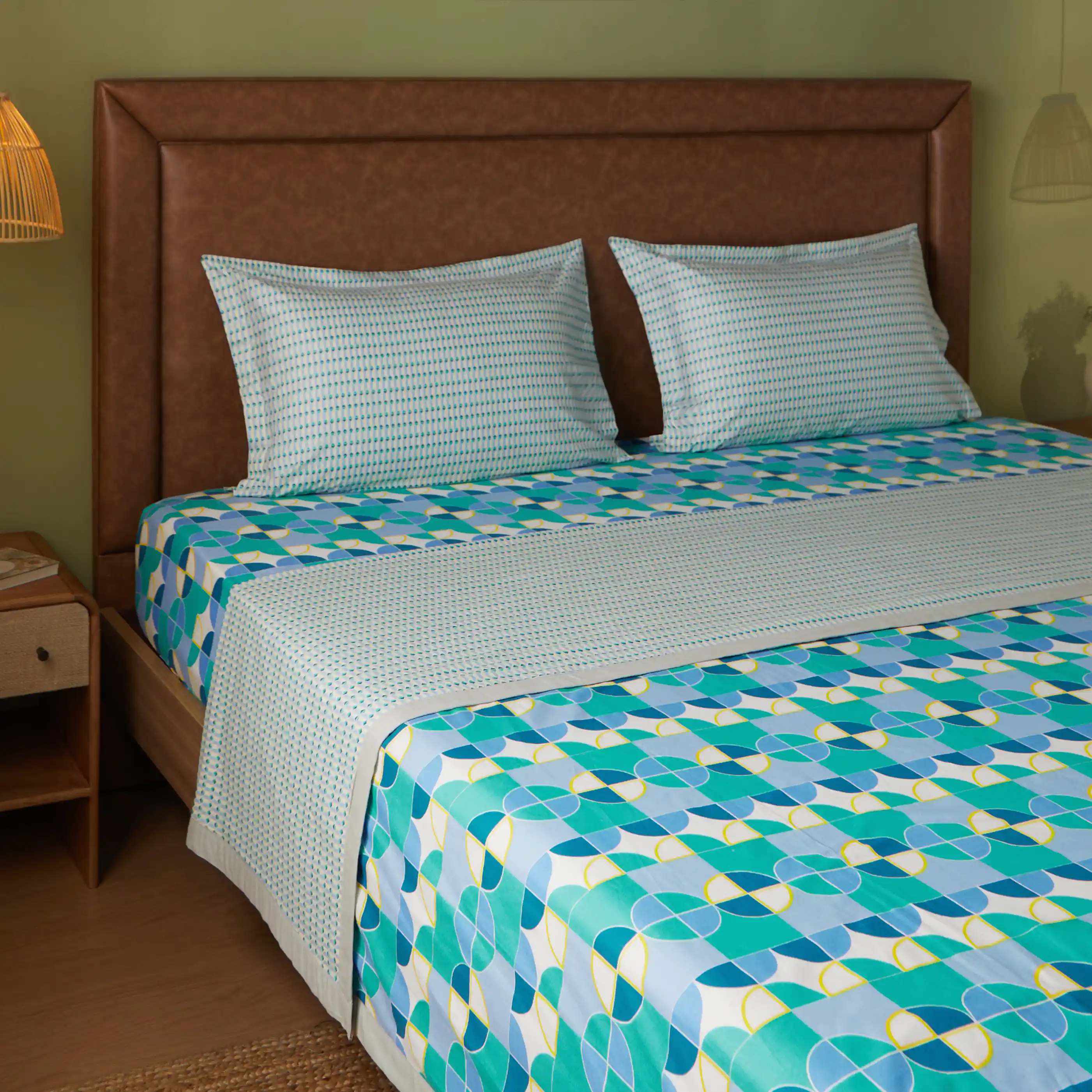 Mishella | Mix & Match Printed Reversible Dohar with Super Soft Flannel Layering - Orbit Teal - Image 6