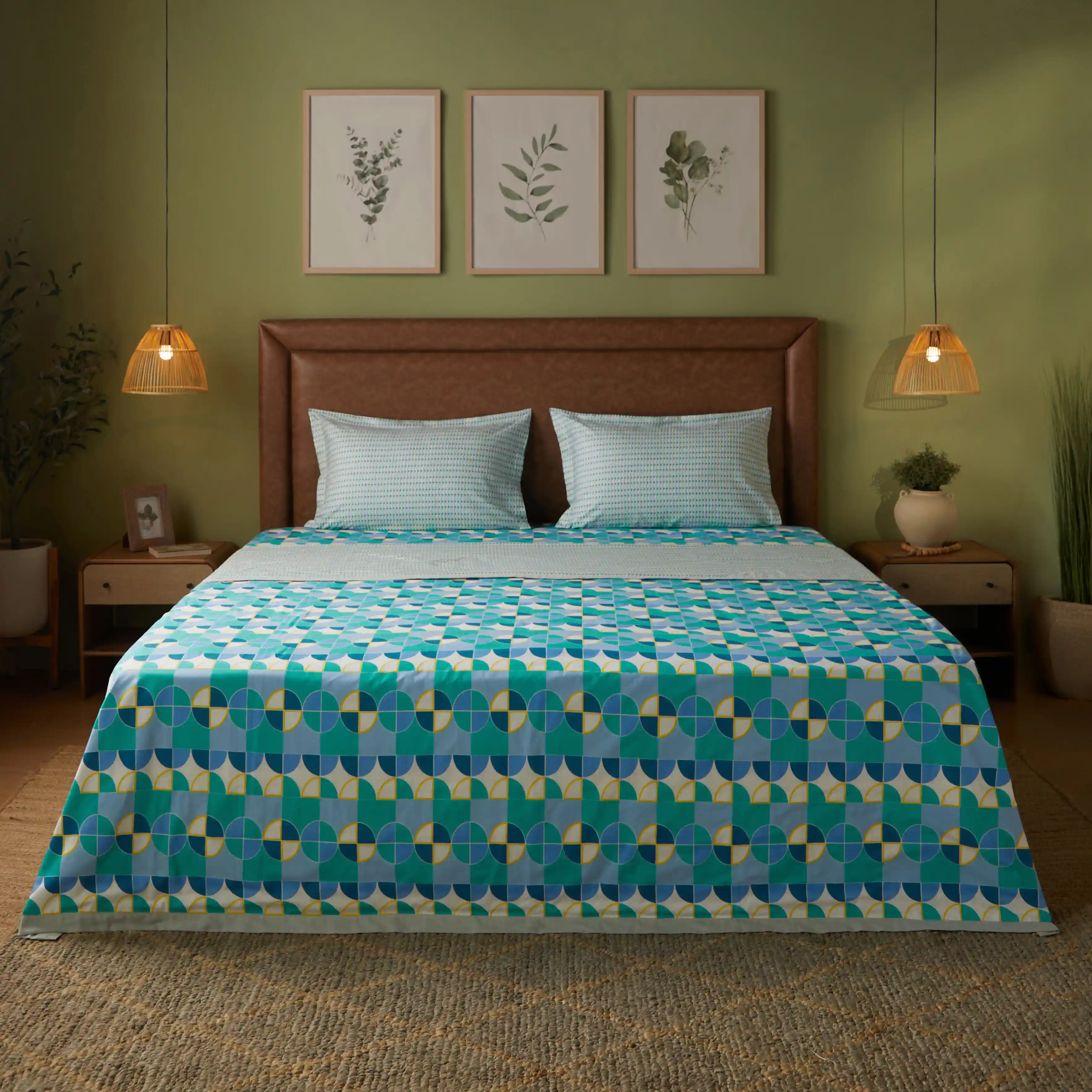 Mishella | Mix & Match Printed Reversible Dohar with Super Soft Flannel Layering - Orbit Teal - Image 7