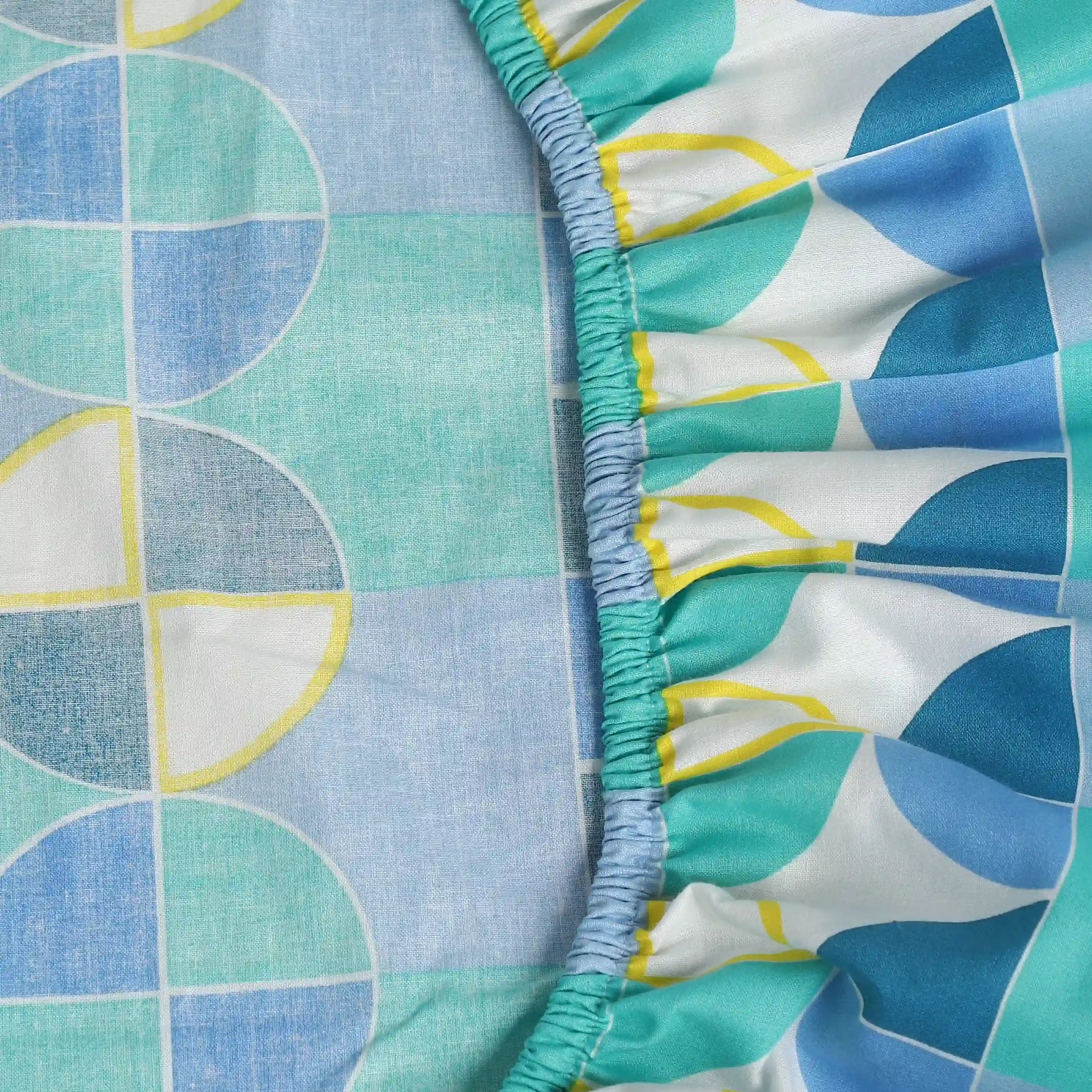 Mishella | Mix & Match Printed Cotton Fitted Sheet Set - Orbit Teal - Image 7