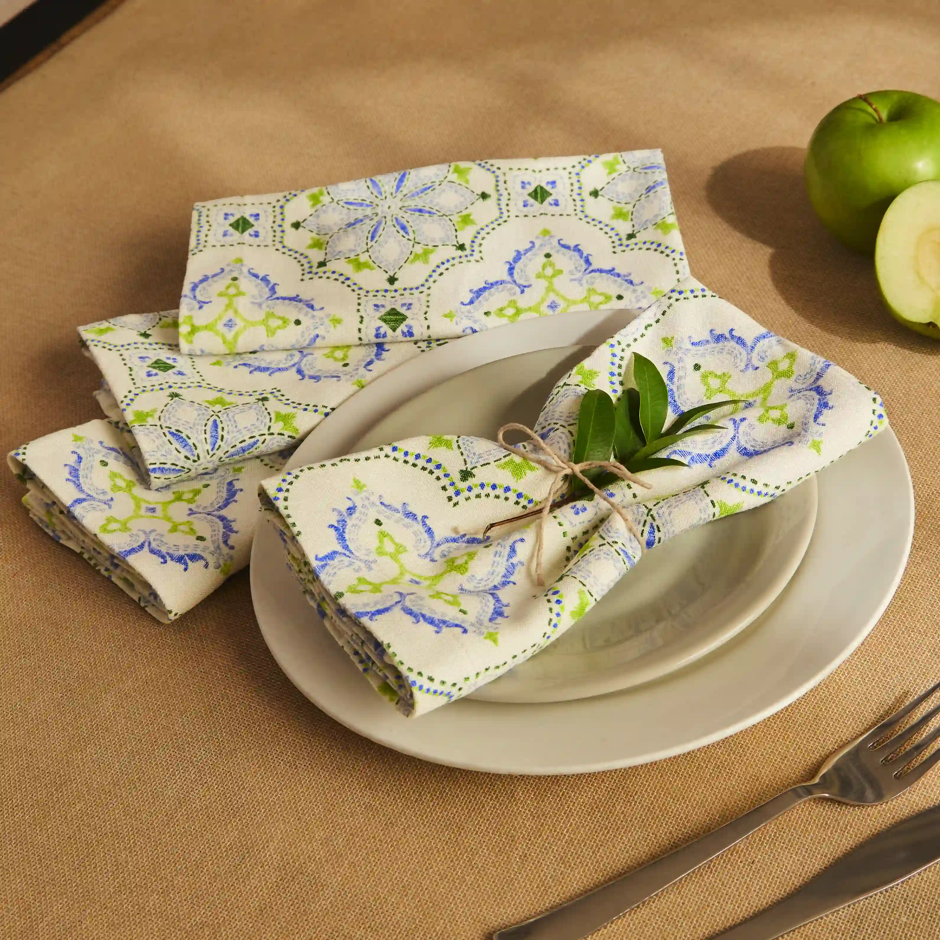 Nonna's Home | Tuscan Inspired Printed Soft & Absorbent Cotton Table Napkins | Set of 4 & 6 - Image 9