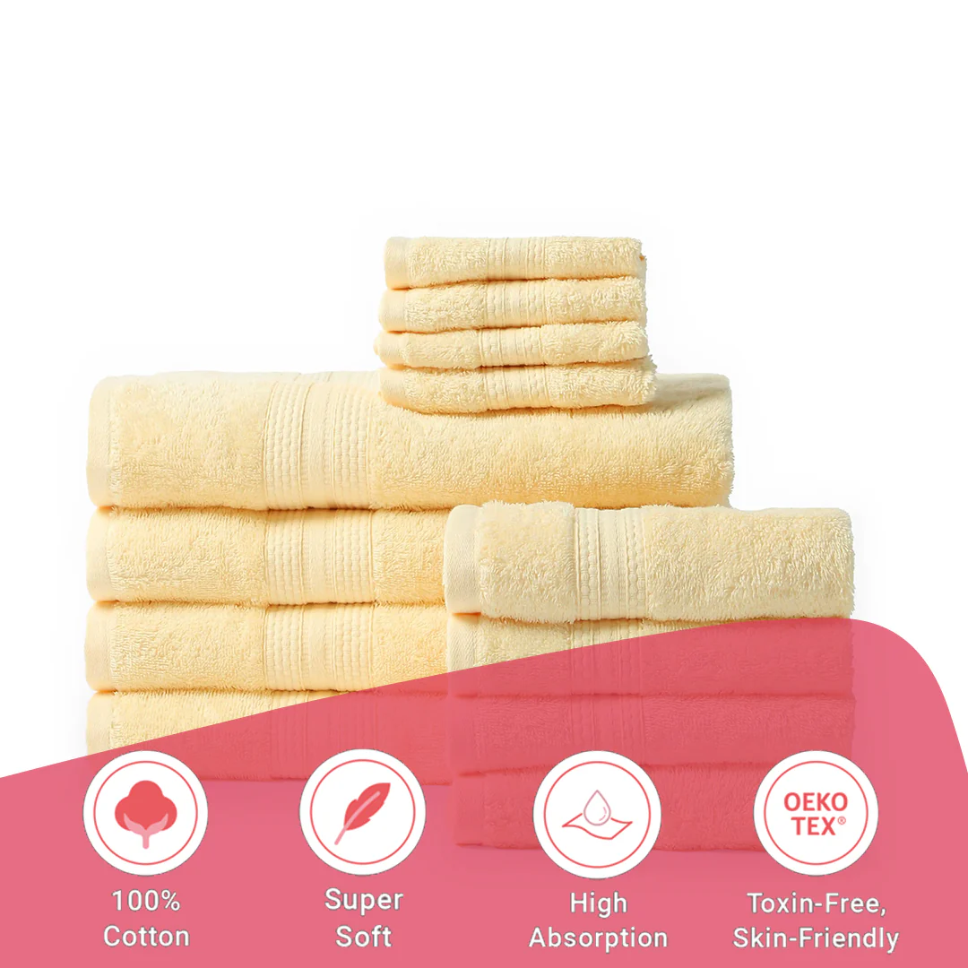 Paleto | Everyday Essentials Absorbent Ring Spun Cotton 12 Piece Terry Towel Set | Set of Bath, Hand & Face Towels - Image 44