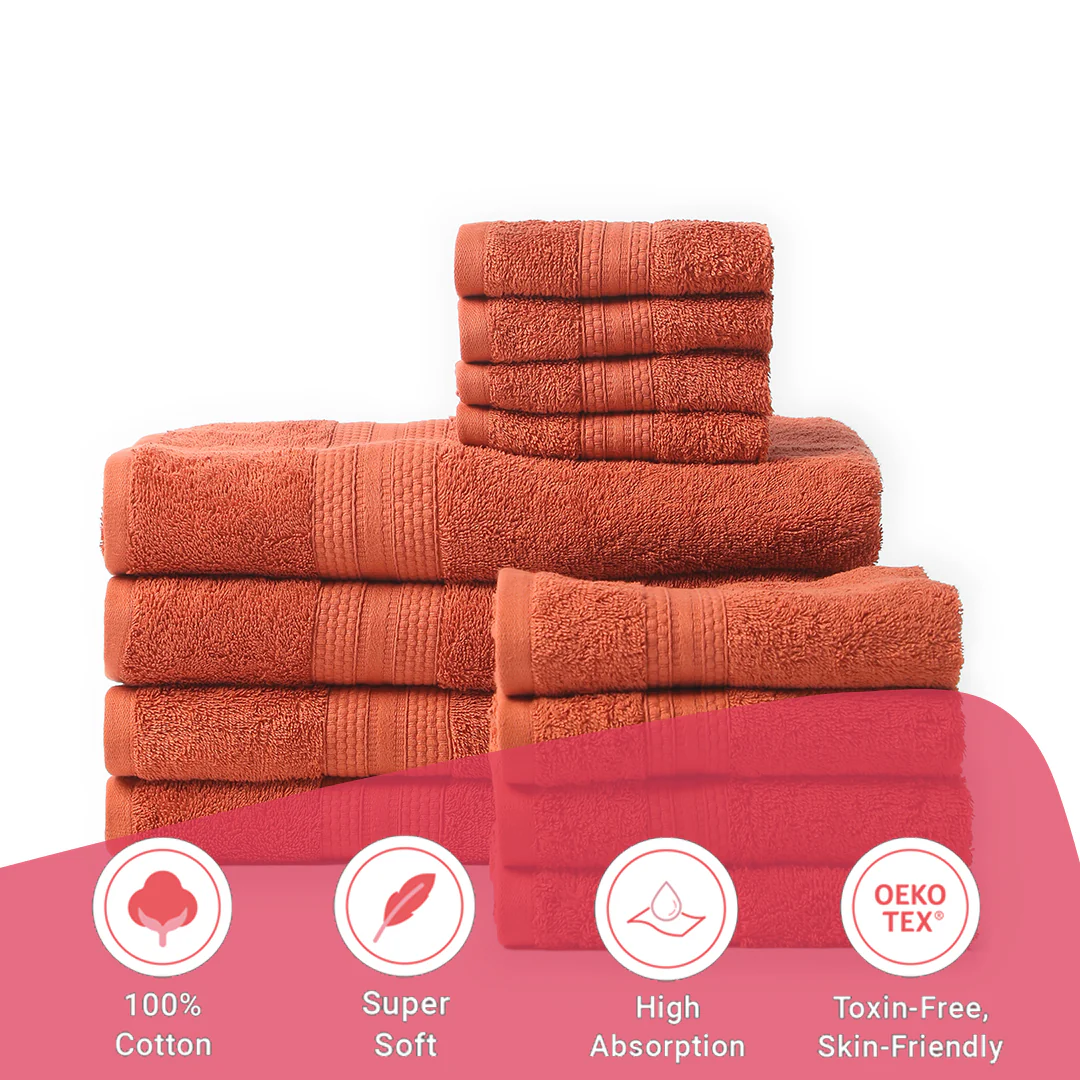 Paleto | Everyday Essentials Absorbent Ring Spun Cotton 12 Piece Terry Towel Set | Set of Bath, Hand & Face Towels - Image 45