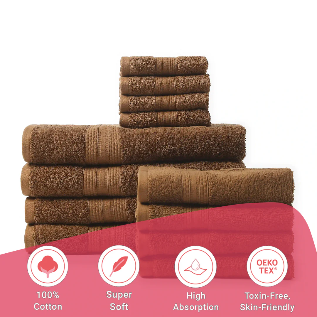 Paleto | Everyday Essentials Absorbent Ring Spun Cotton 12 Piece Terry Towel Set | Set of Bath, Hand & Face Towels - Image 48