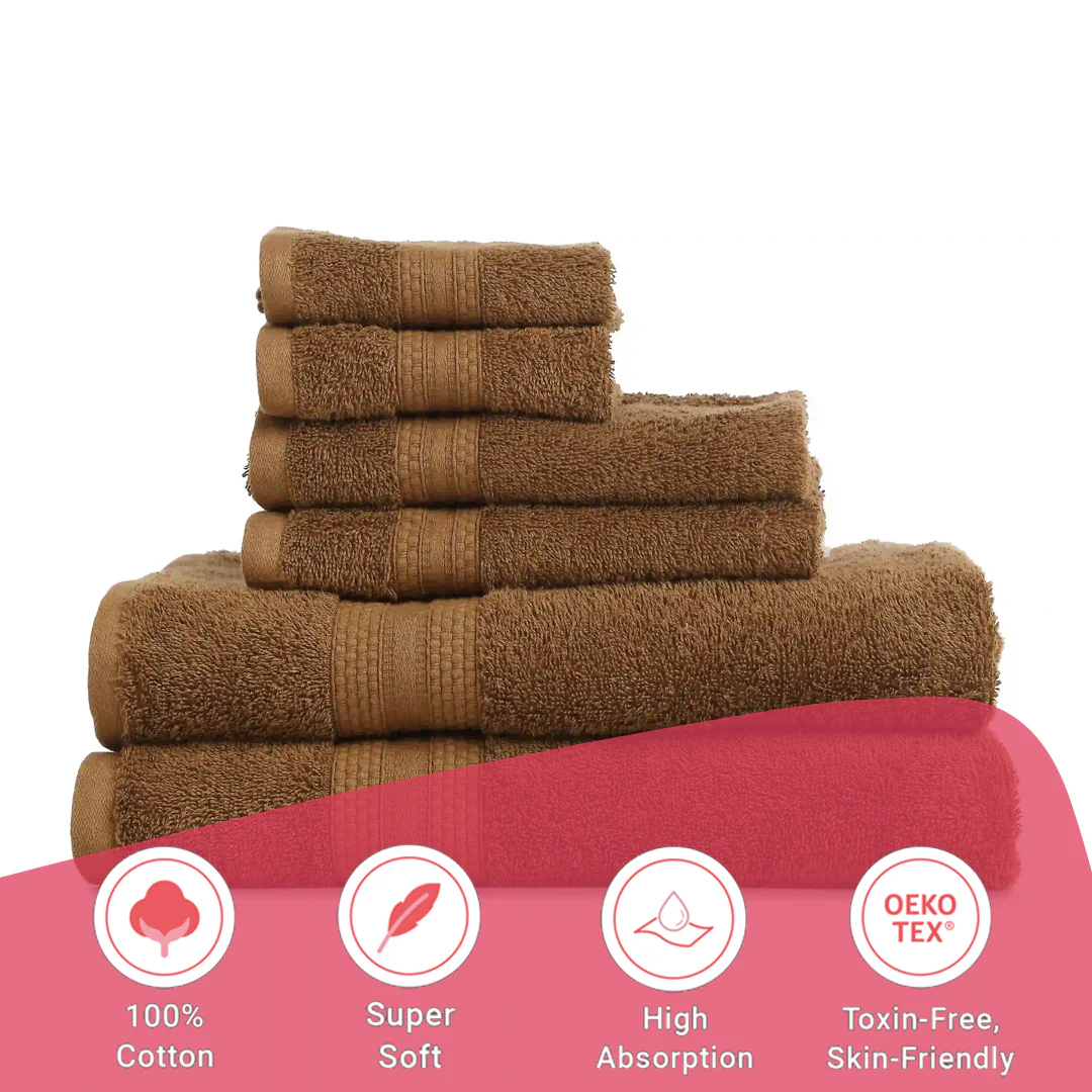 Paleto | Everyday Essentials Absorbent Ring Spun Cotton 6 Piece Terry Towel Set | Set of Bath, Hand & Face Towels - Image 48