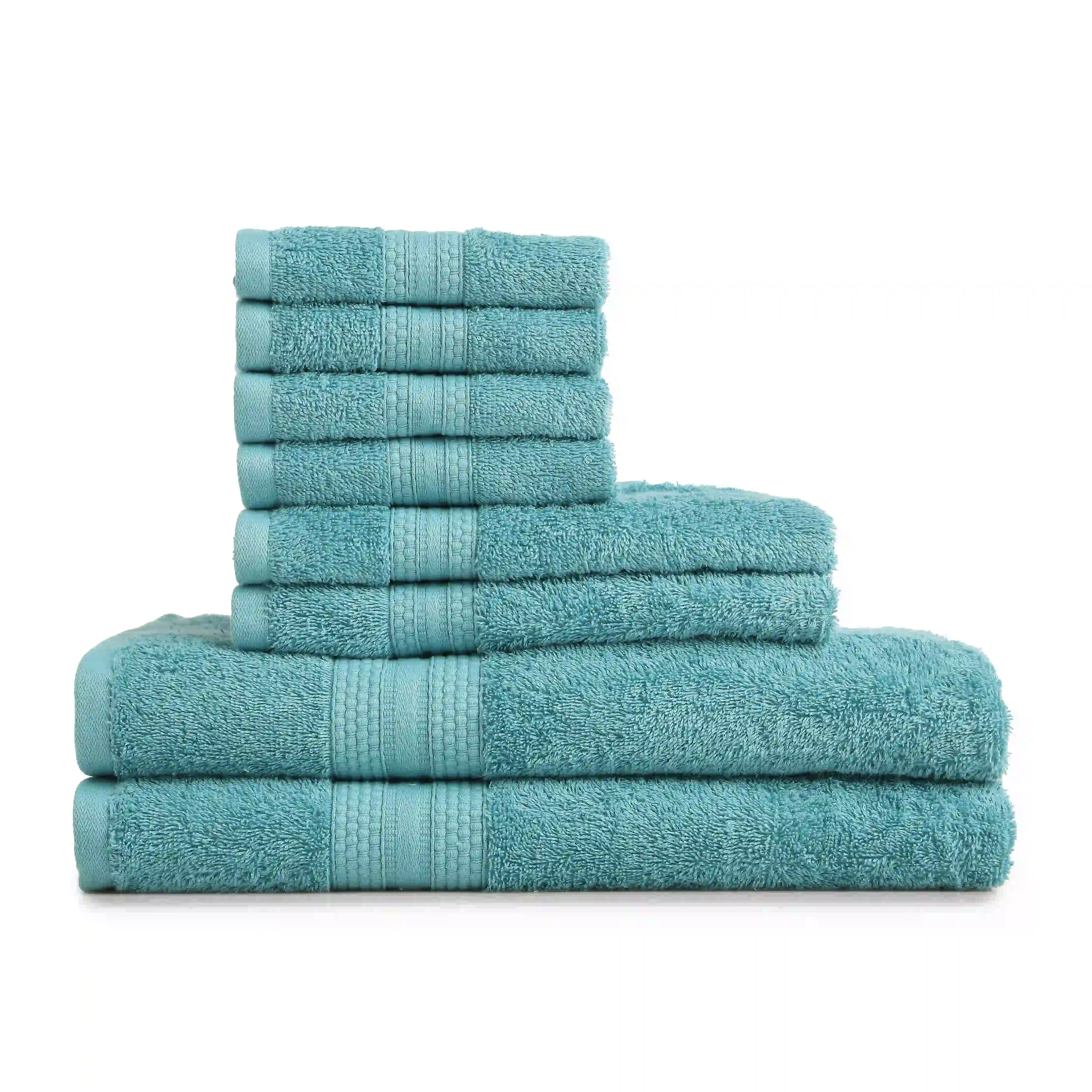 Paleto | Everyday Essentials Absorbent Ring Spun Cotton 8 Piece Terry Towel Set | Set of Bath, Hand & Face Towels - Image 29