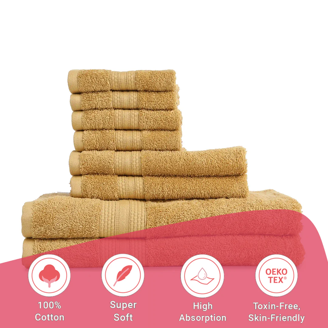 Paleto | Everyday Essentials Absorbent Ring Spun Cotton 8 Piece Terry Towel Set | Set of Bath, Hand & Face Towels - Image 44