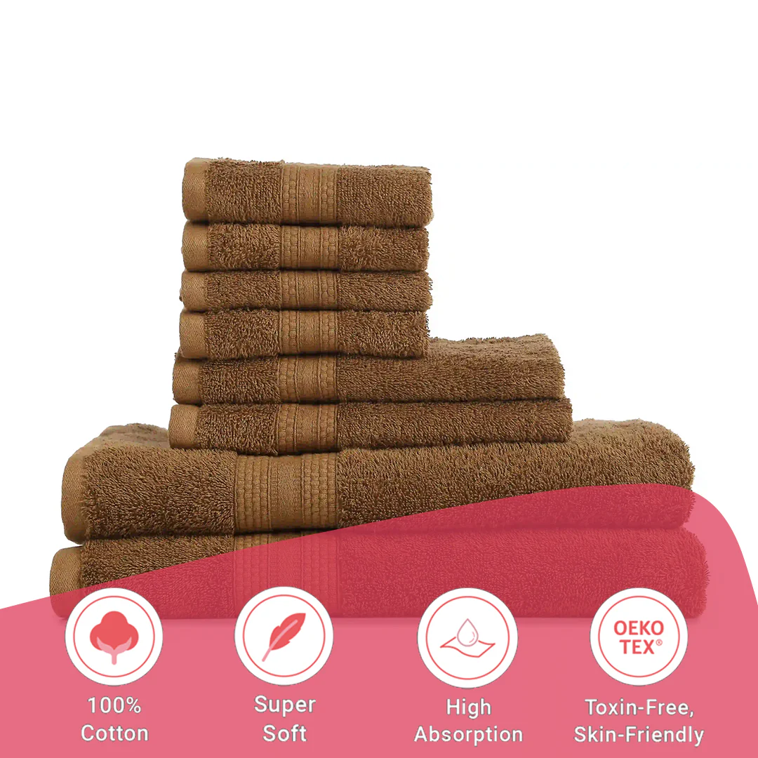 Paleto | Everyday Essentials Absorbent Ring Spun Cotton 8 Piece Terry Towel Set | Set of Bath, Hand & Face Towels - Image 46