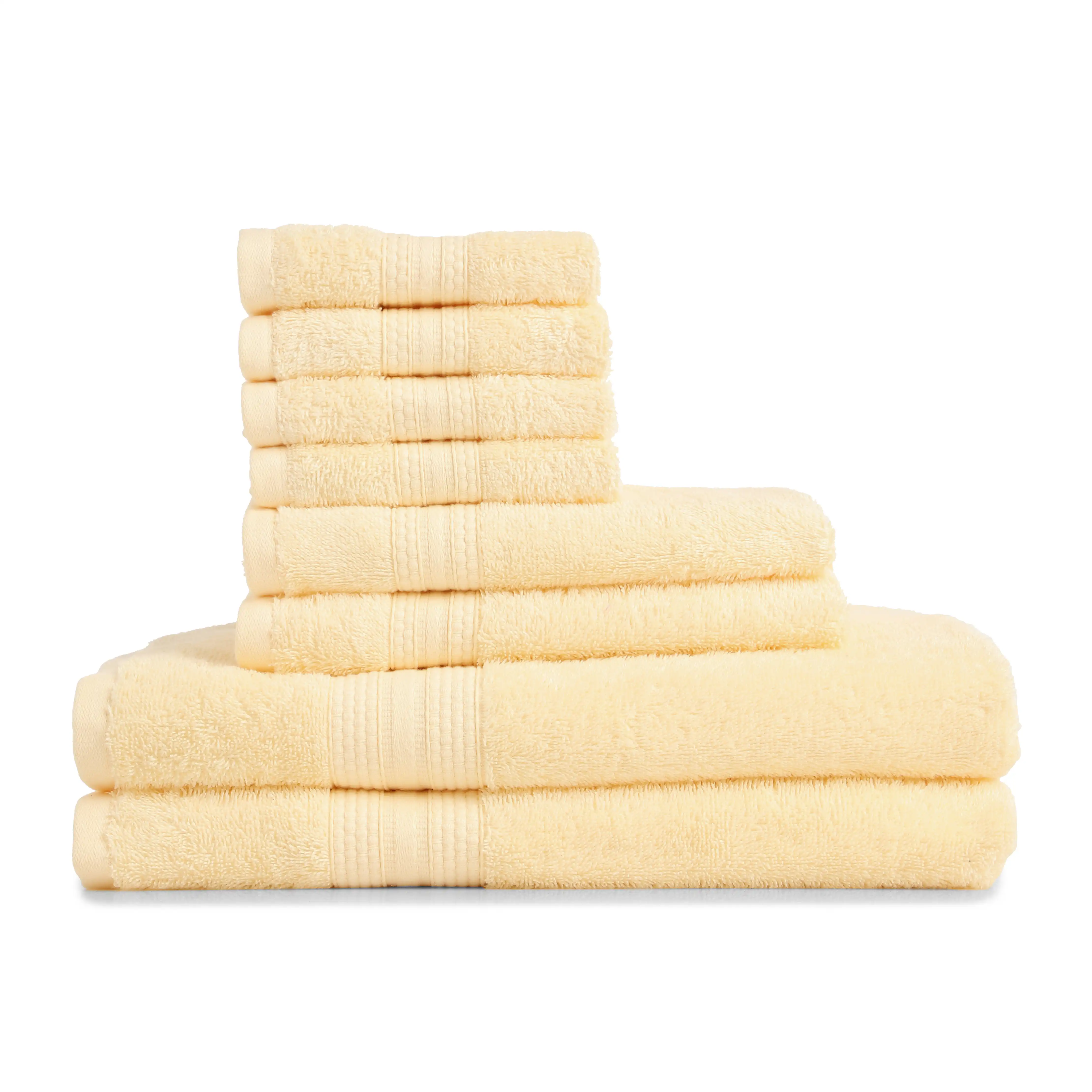 Paleto | Everyday Essentials Absorbent Ring Spun Cotton 8 Piece Terry Towel Set | Set of Bath, Hand & Face Towels - Image 8