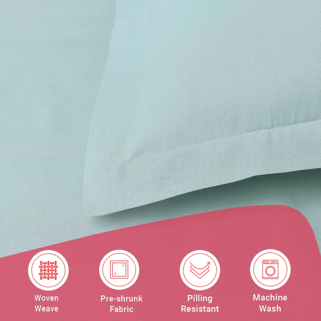 Paleto | Everyday Hues Solid Dyed Cotton Bedsheet Set-Blue Sky - Image 17