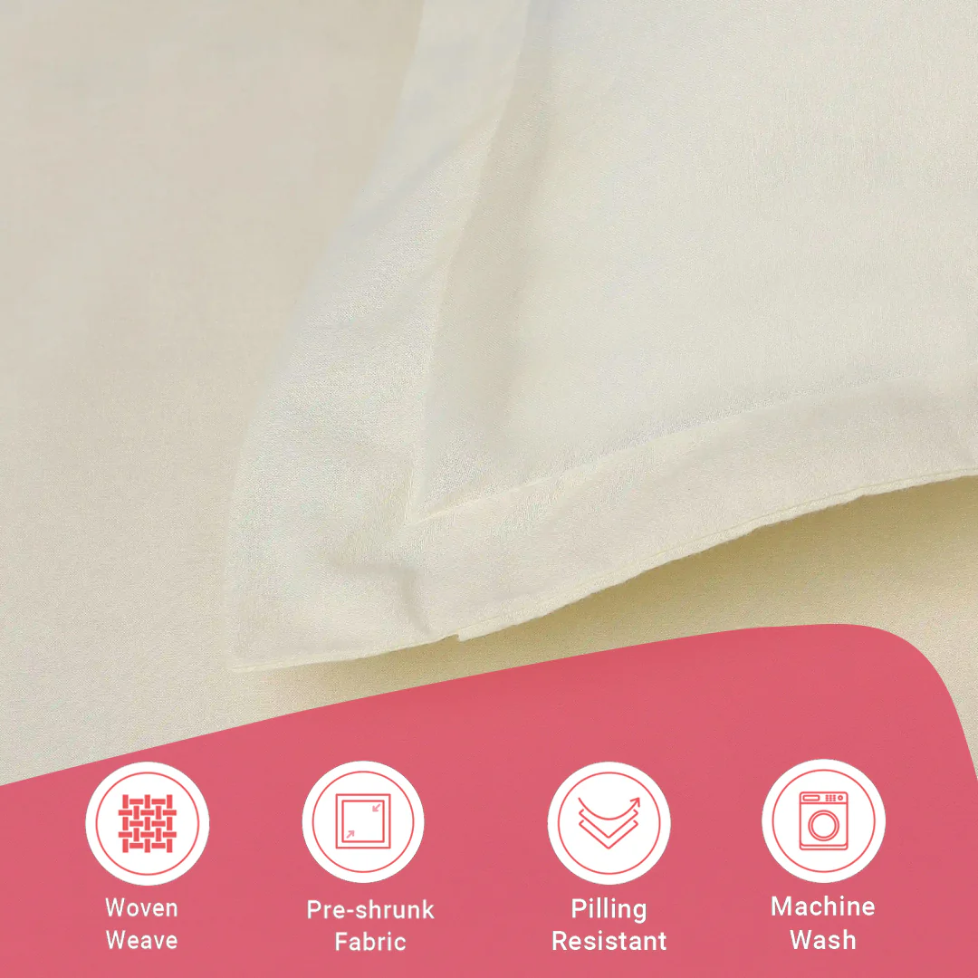 Paleto | Everyday Hues Solid Dyed Cotton Bedsheet Set-Ivory - Image 17