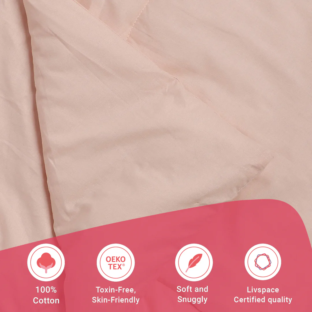 Paleto | Everyday Hues Cotton Solid Dyed 120GSM Comforter-Veiled Rose - Image 12