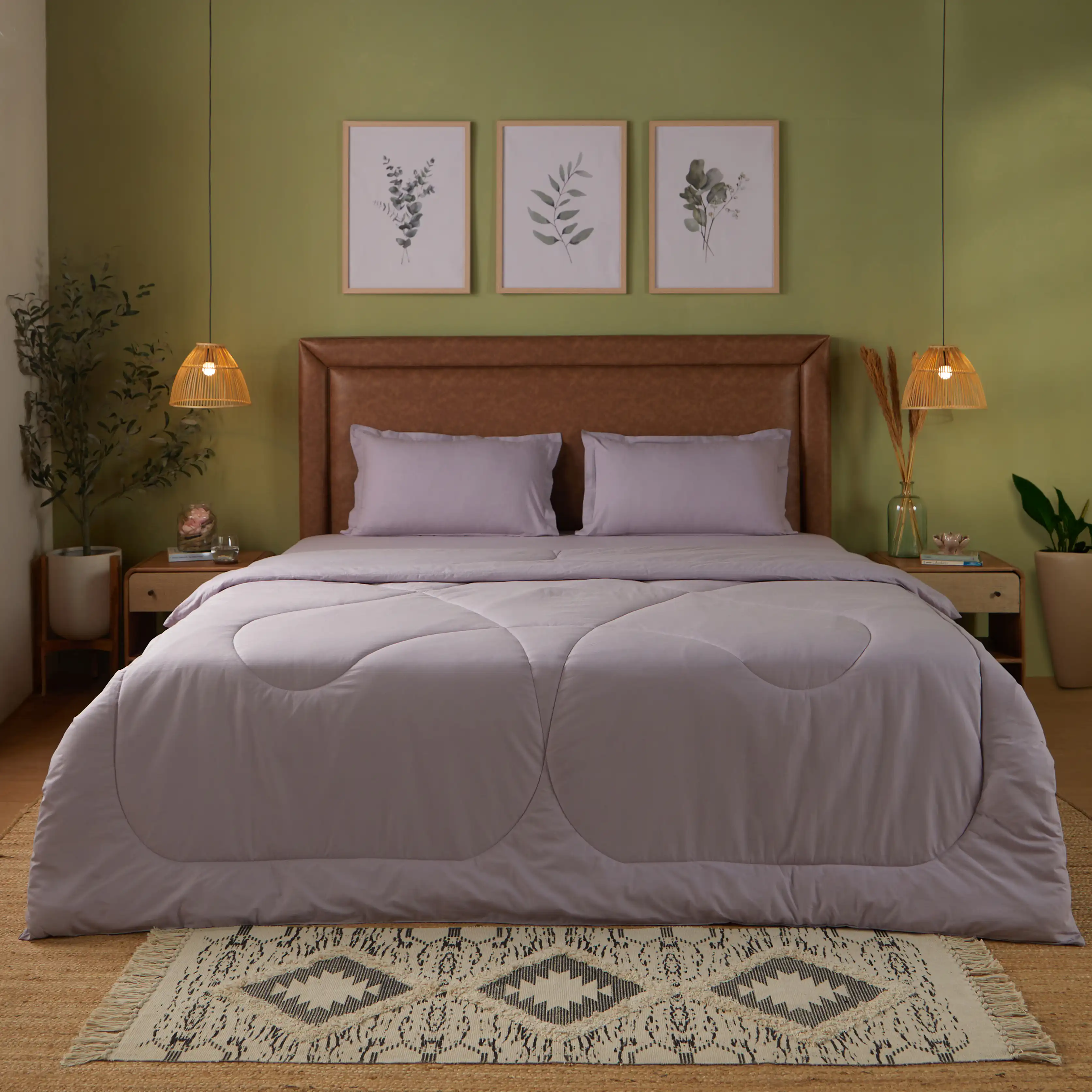 Paleto | Everyday Hues Cotton Solid Dyed 240GSM Comforter for Extra Warmth-Grey Lavender