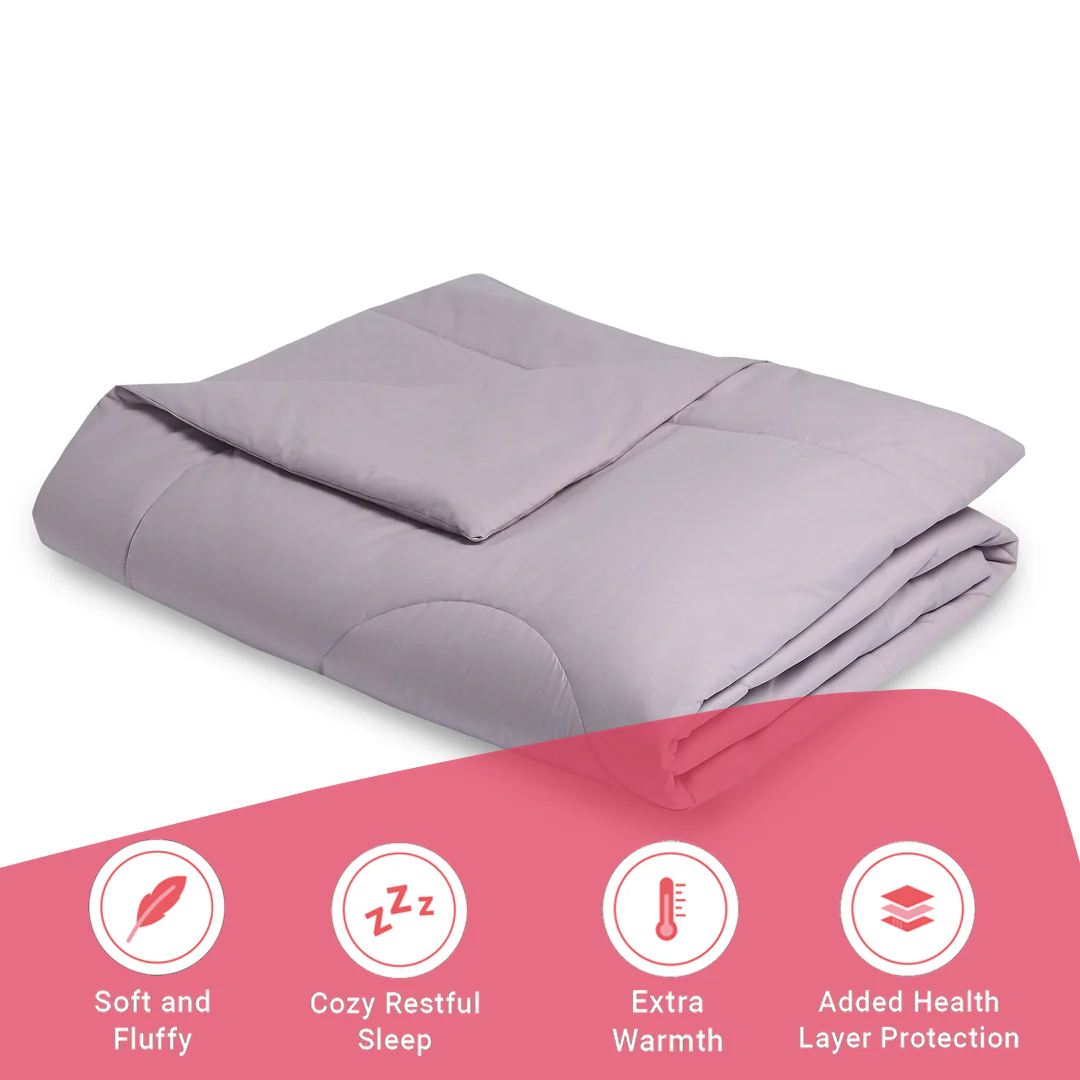 Paleto | Everyday Hues Cotton Solid Dyed 240GSM Comforter for Extra Warmth-Grey Lavender - Image 6