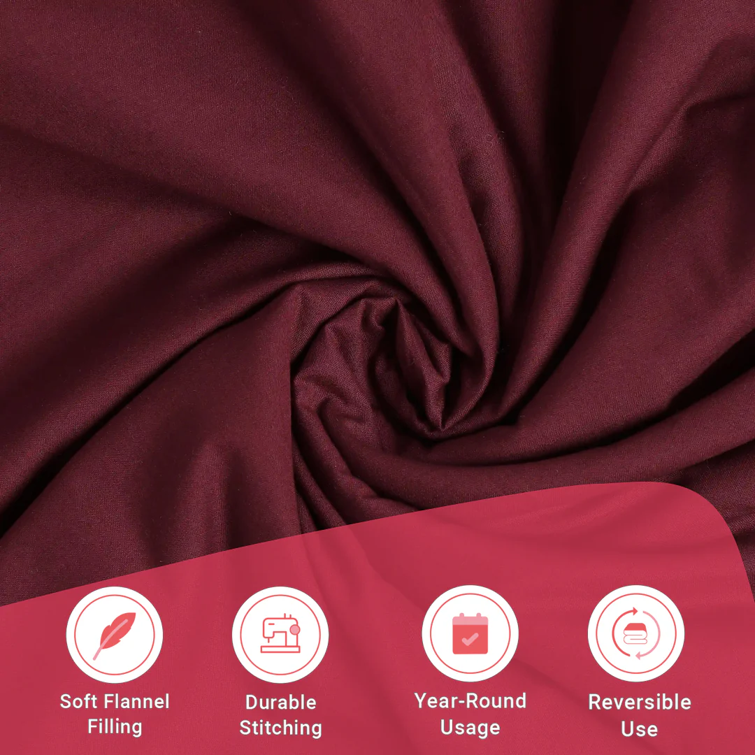 Paleto | Everyday Hues Cotton Solid Dyed Dohar with Super Soft Flannel Layering-Windsor Wine - Image 12