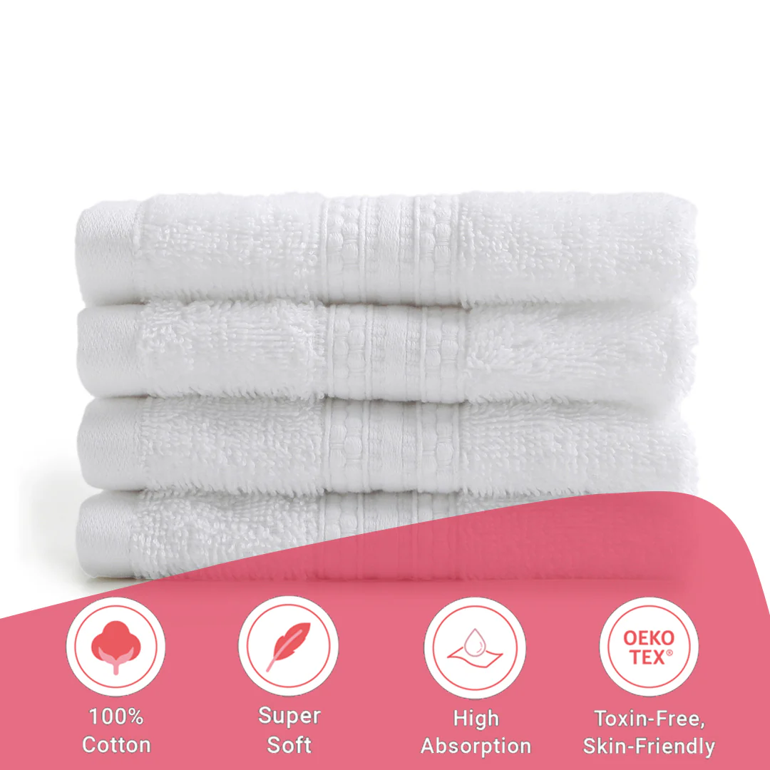 Paleto | Everyday Essentials Absorbent Ring Spun Cotton Terry Face Towels | Set of 4 - Image 46