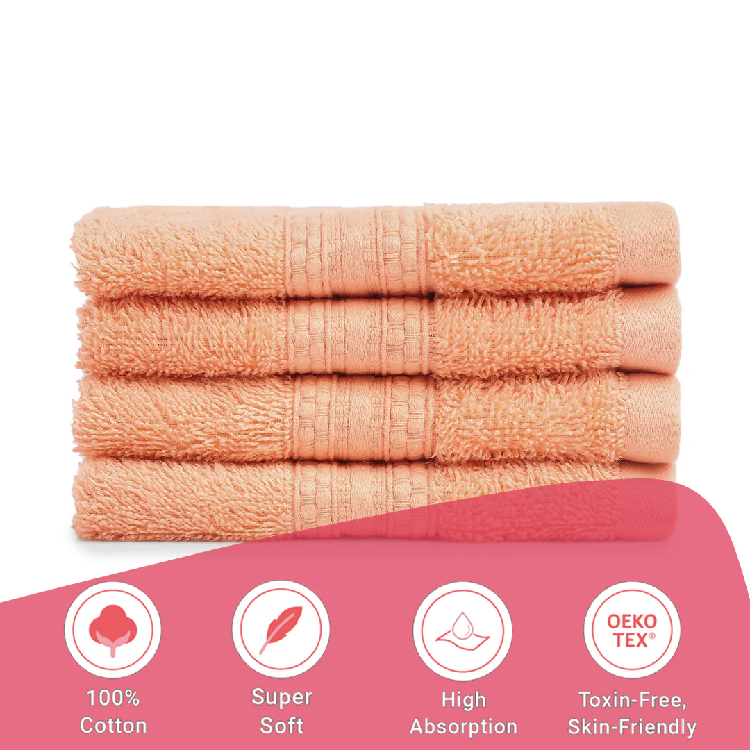 Paleto | Everyday Essentials Absorbent Ring Spun Cotton Terry Face Towels | Set of 4 - Image 48