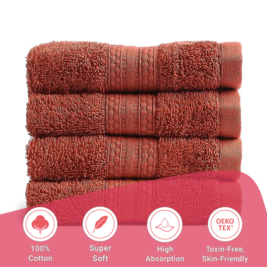 Paleto | Everyday Essentials Absorbent Ring Spun Cotton Terry Face Towels | Set of 4 - Image 49