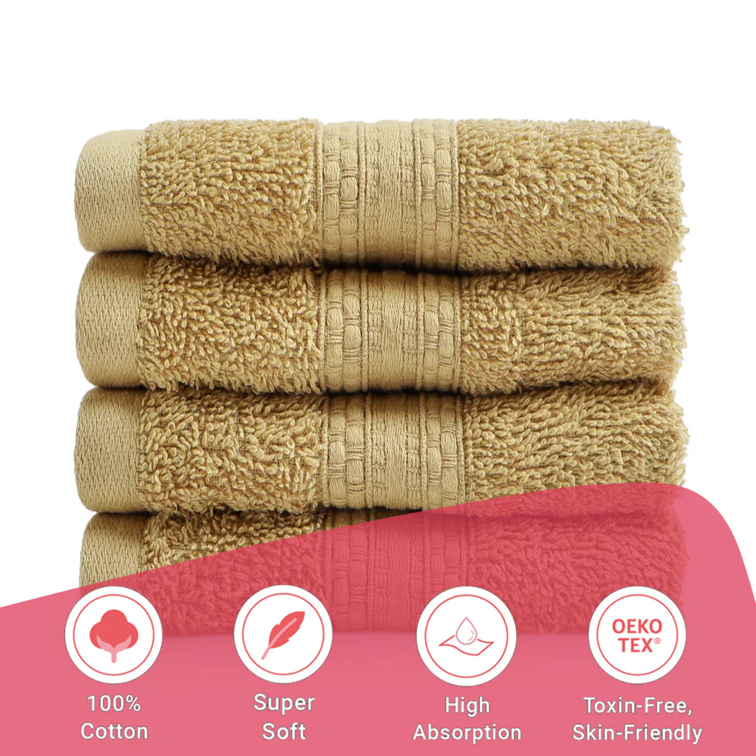 Paleto | Everyday Essentials Absorbent Ring Spun Cotton Terry Face Towels | Set of 4 - Image 51