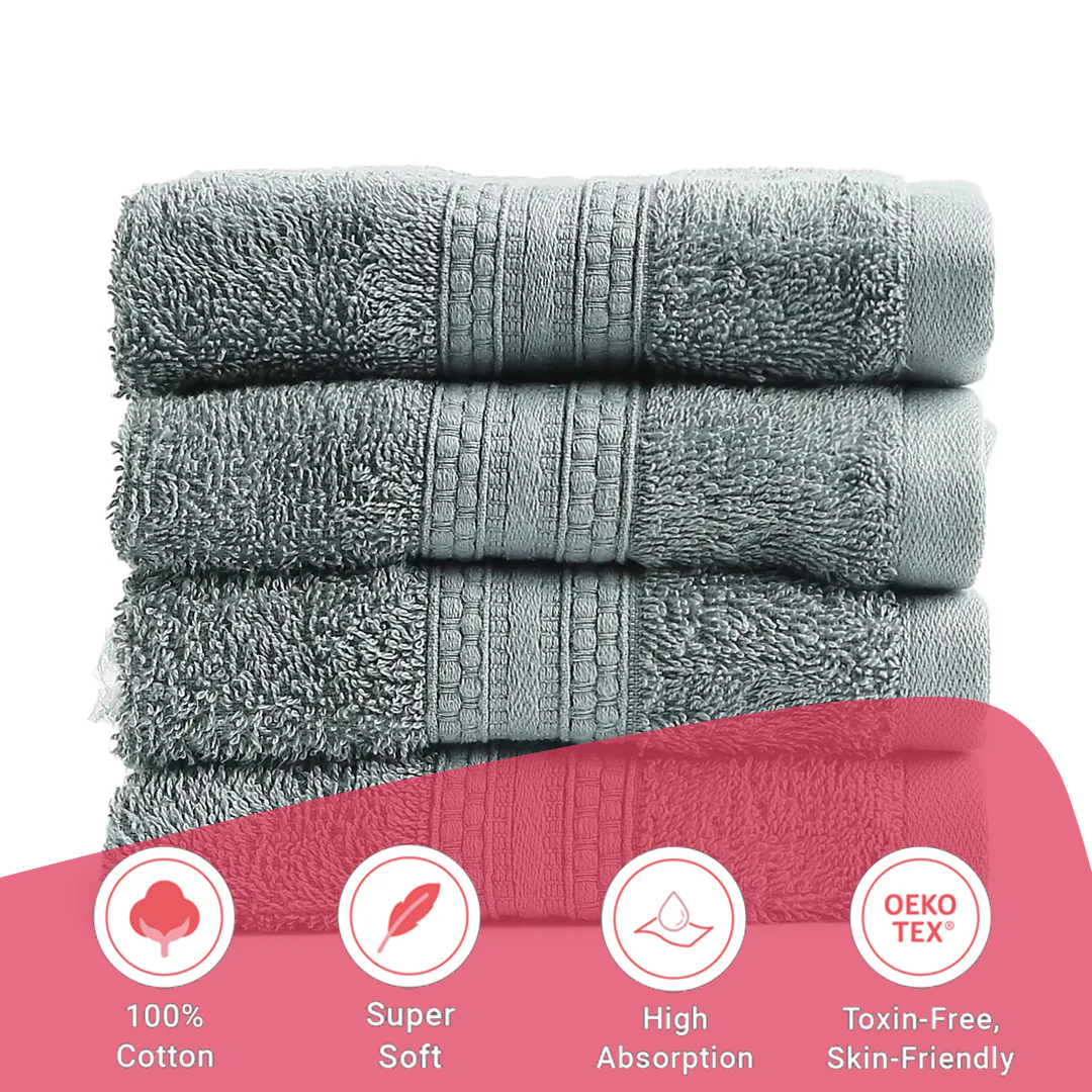 Paleto | Everyday Essentials Absorbent Ring Spun Cotton Terry Face Towels | Set of 4 - Image 52