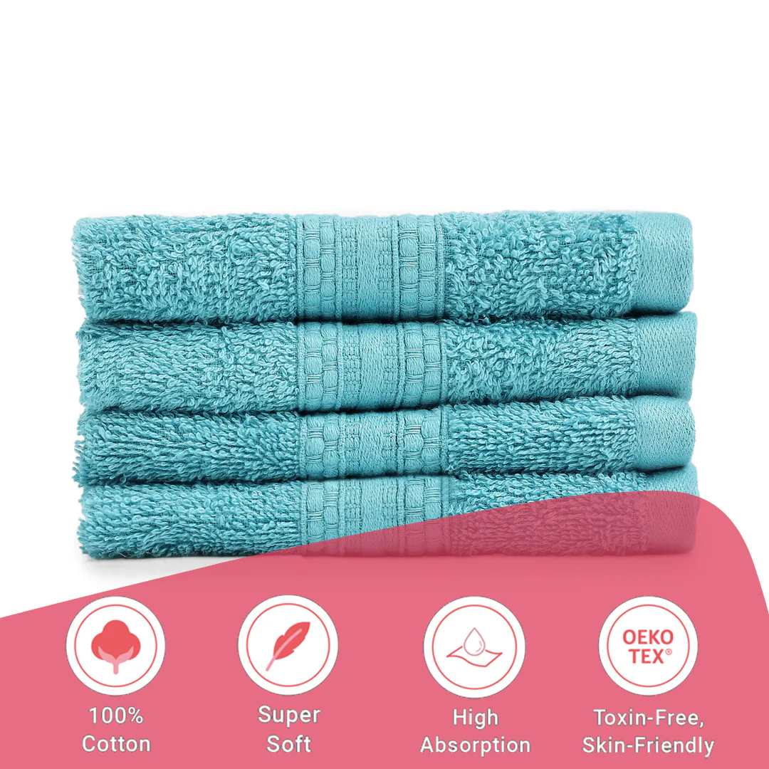 Paleto | Everyday Essentials Absorbent Ring Spun Cotton Terry Face Towels | Set of 4 - Image 53