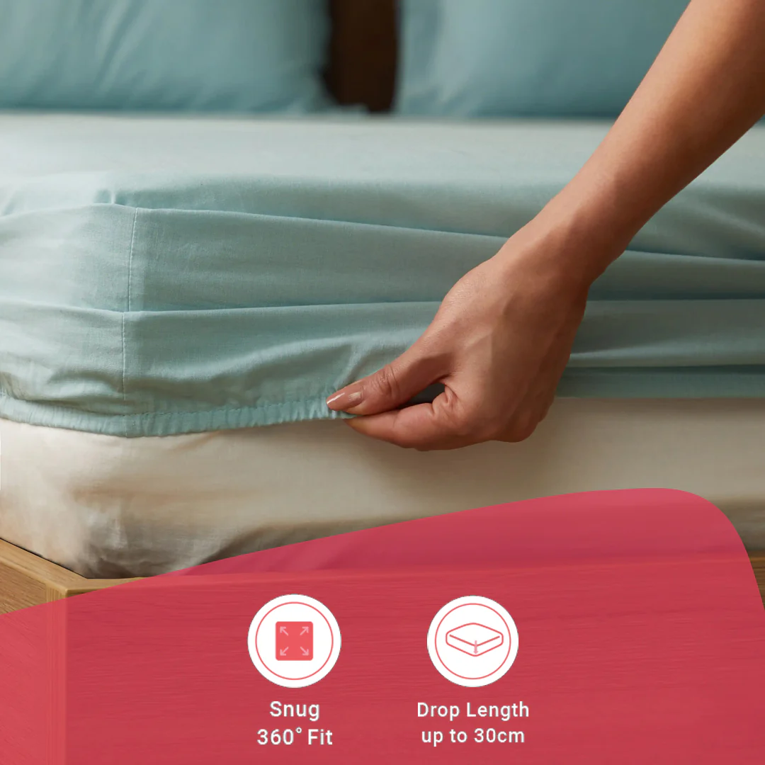 Paleto | Everyday Hues Solid Dyed Cotton Fitted Sheet Set-Blue Sky - Image 17