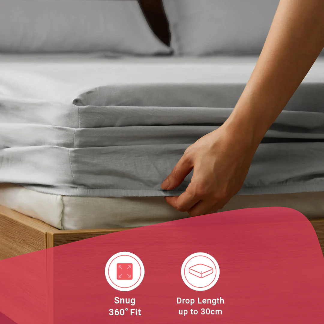 Paleto | Everyday Hues Solid Dyed Cotton Fitted Sheet Set-Grey - Image 16