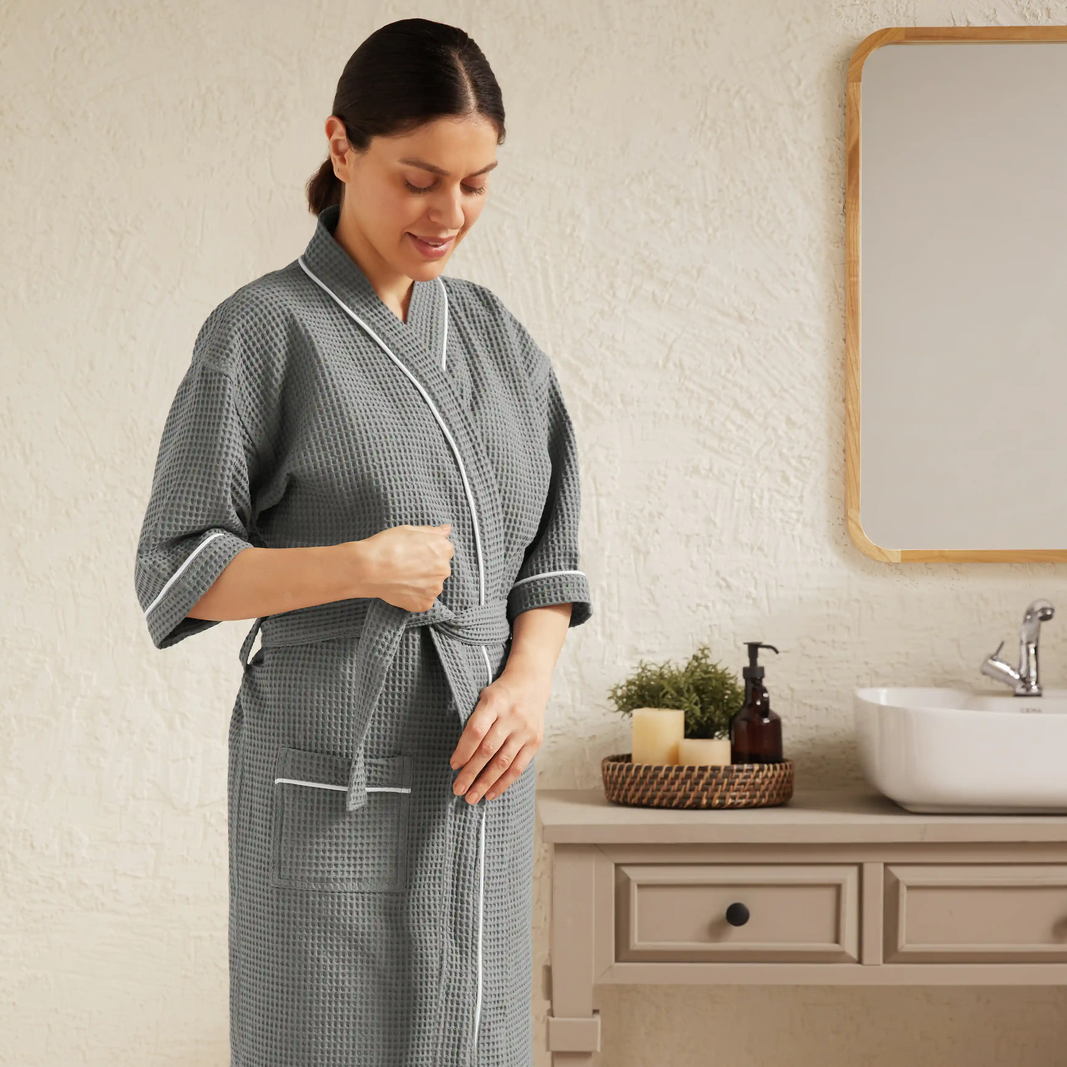 Pelushe | Super Absorbent & Quick Dry Waffle Cotton Bathrobe - Image 9