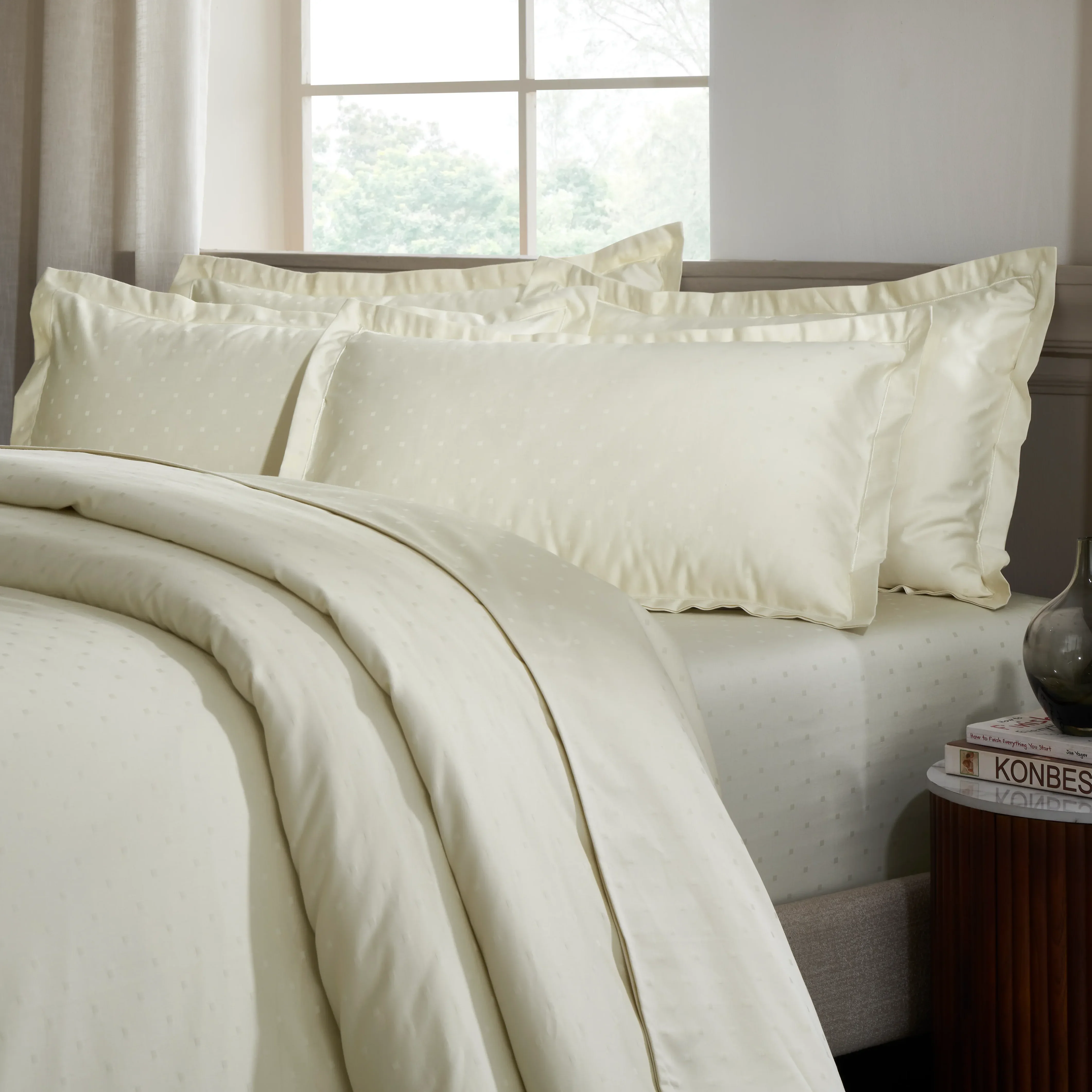 Ricaso | 1000TC Egyptian Cotton Swiss Dot Super Soft Bedsheet Set | Pillow Cover with Merrow Hem Treatment - Image 11