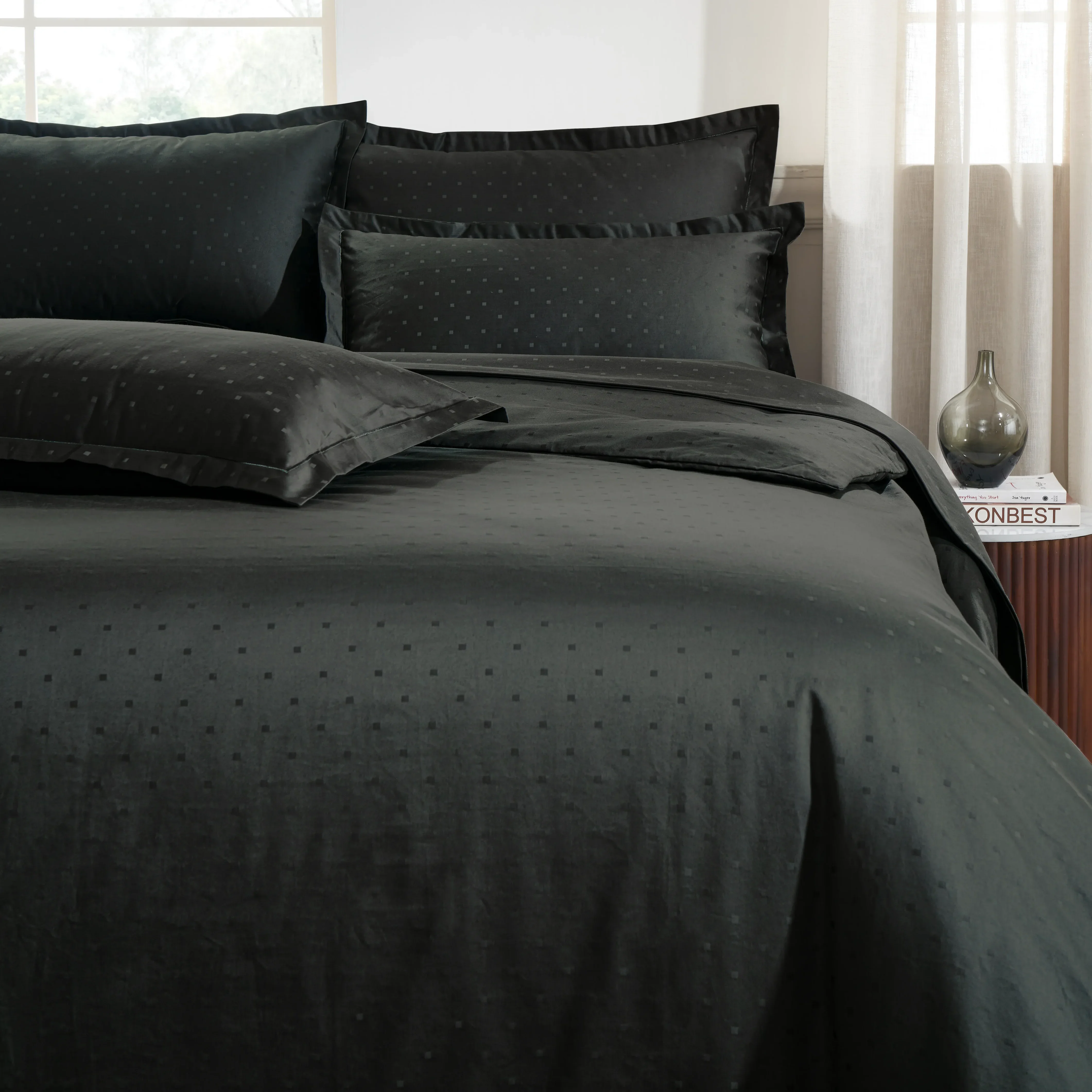 Ricaso | 1000TC Egyptian Cotton Swiss Dot Super Soft Bedsheet Set | Pillow Cover with Merrow Hem Treatment - Image 18