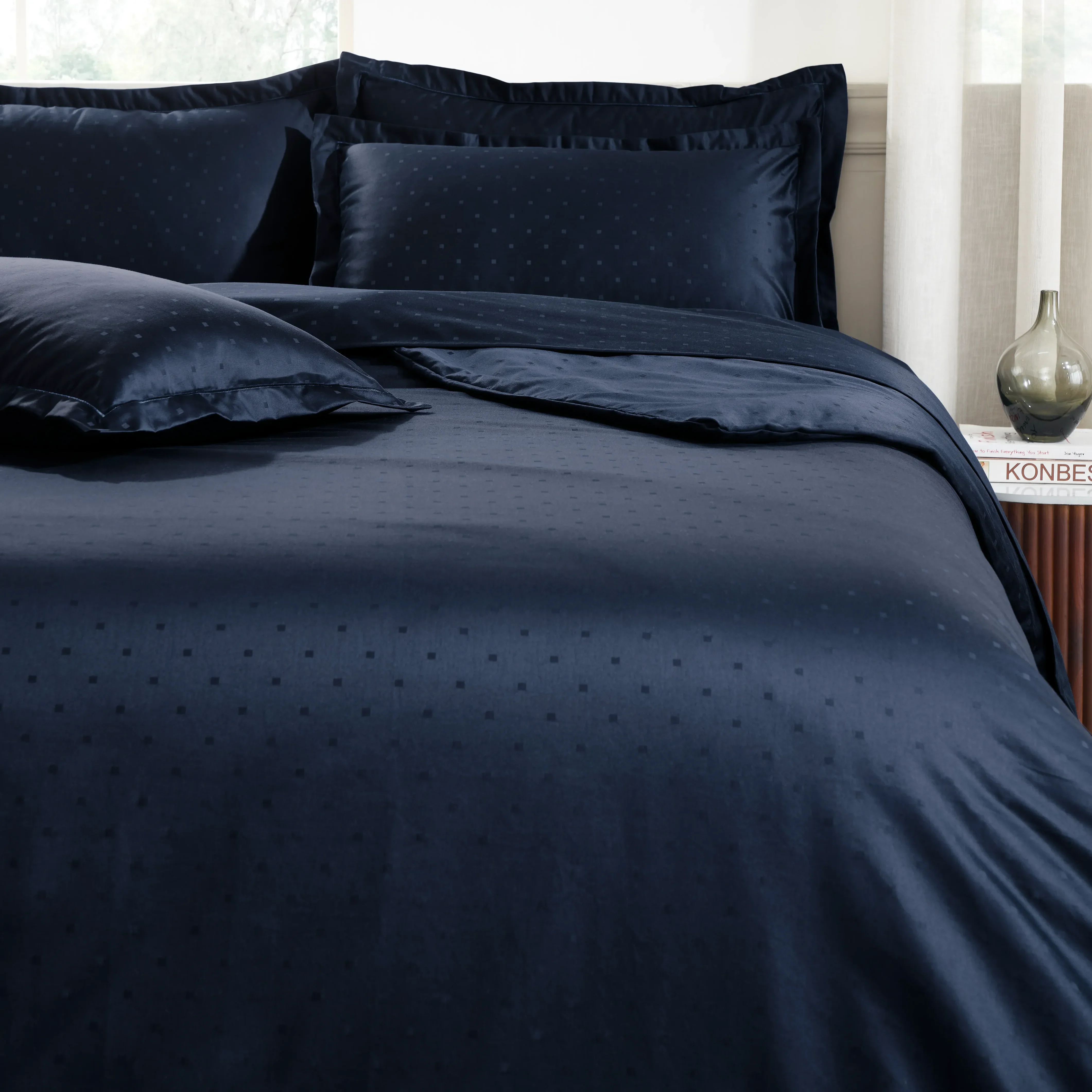 Ricaso | 1000TC Egyptian Cotton Swiss Dot Super Soft Bedsheet Set | Pillow Cover with Merrow Hem Treatment - Image 3