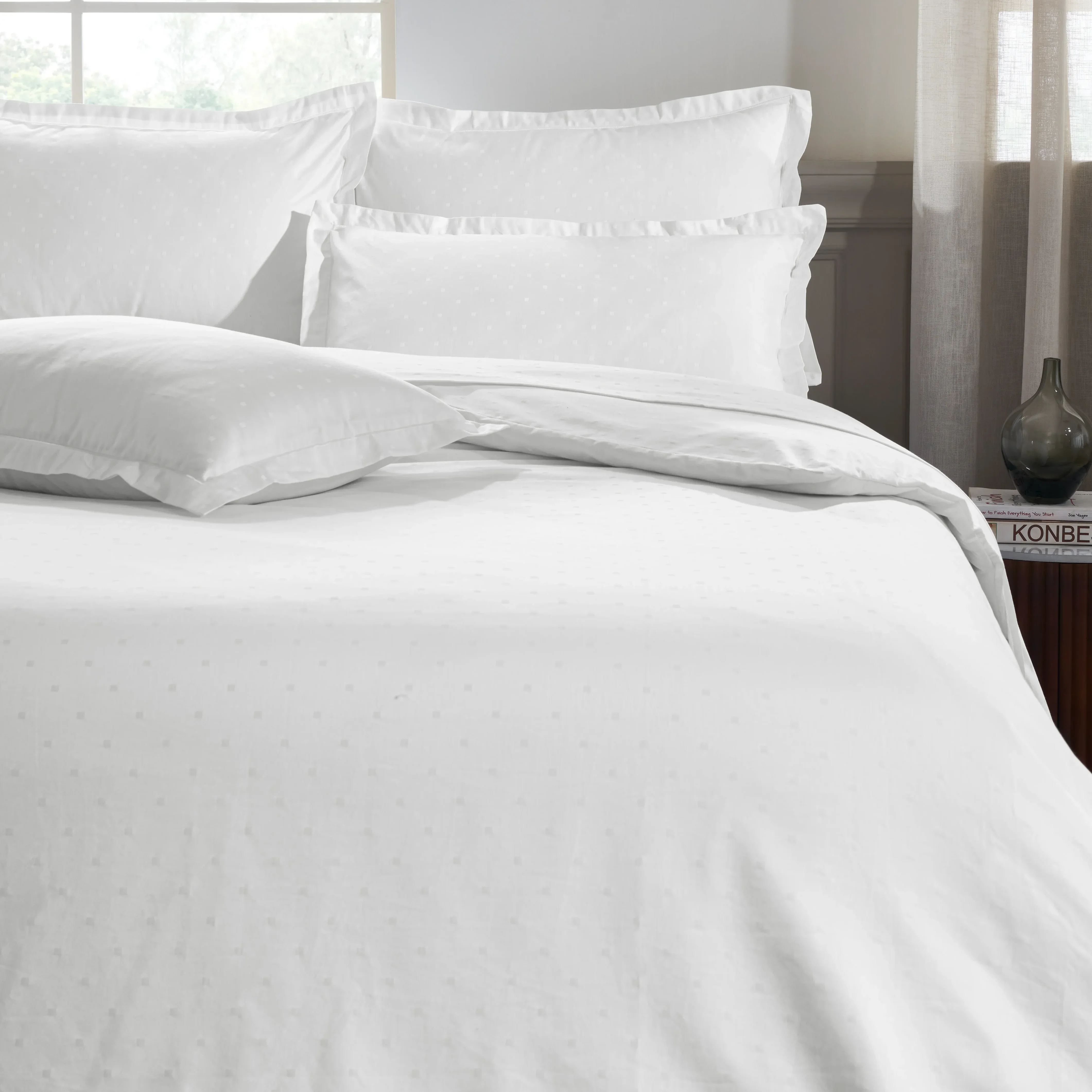Ricaso | 1000TC Egyptian Cotton Swiss Dot Super Soft Bedsheet Set | Pillow Cover with Merrow Hem Treatment - Image 8