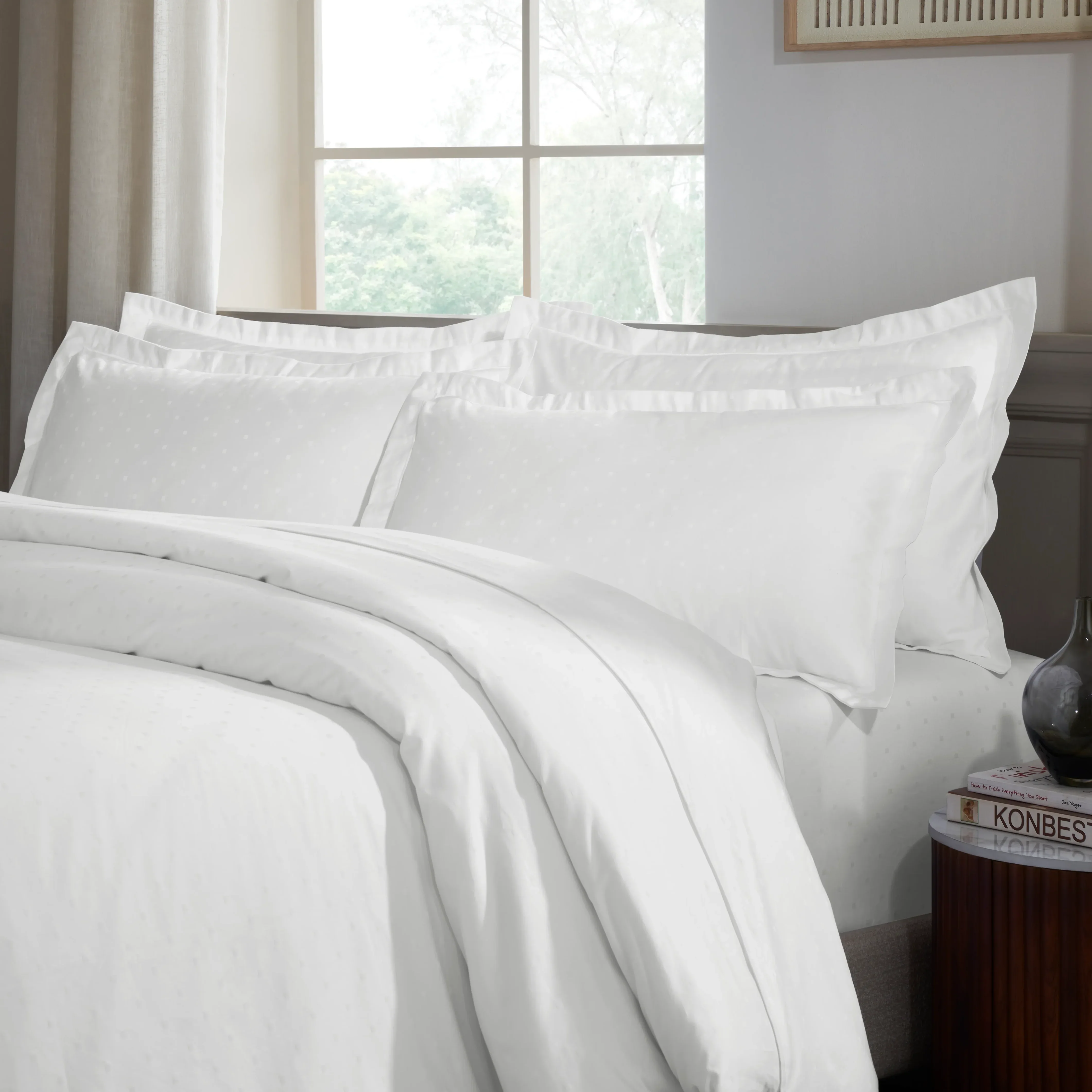 Ricaso | 1000TC Egyptian Cotton Swiss Dot Super Soft Fitted Sheet Set | Pillow Cover with Merrow Hem Treatment - Image 7