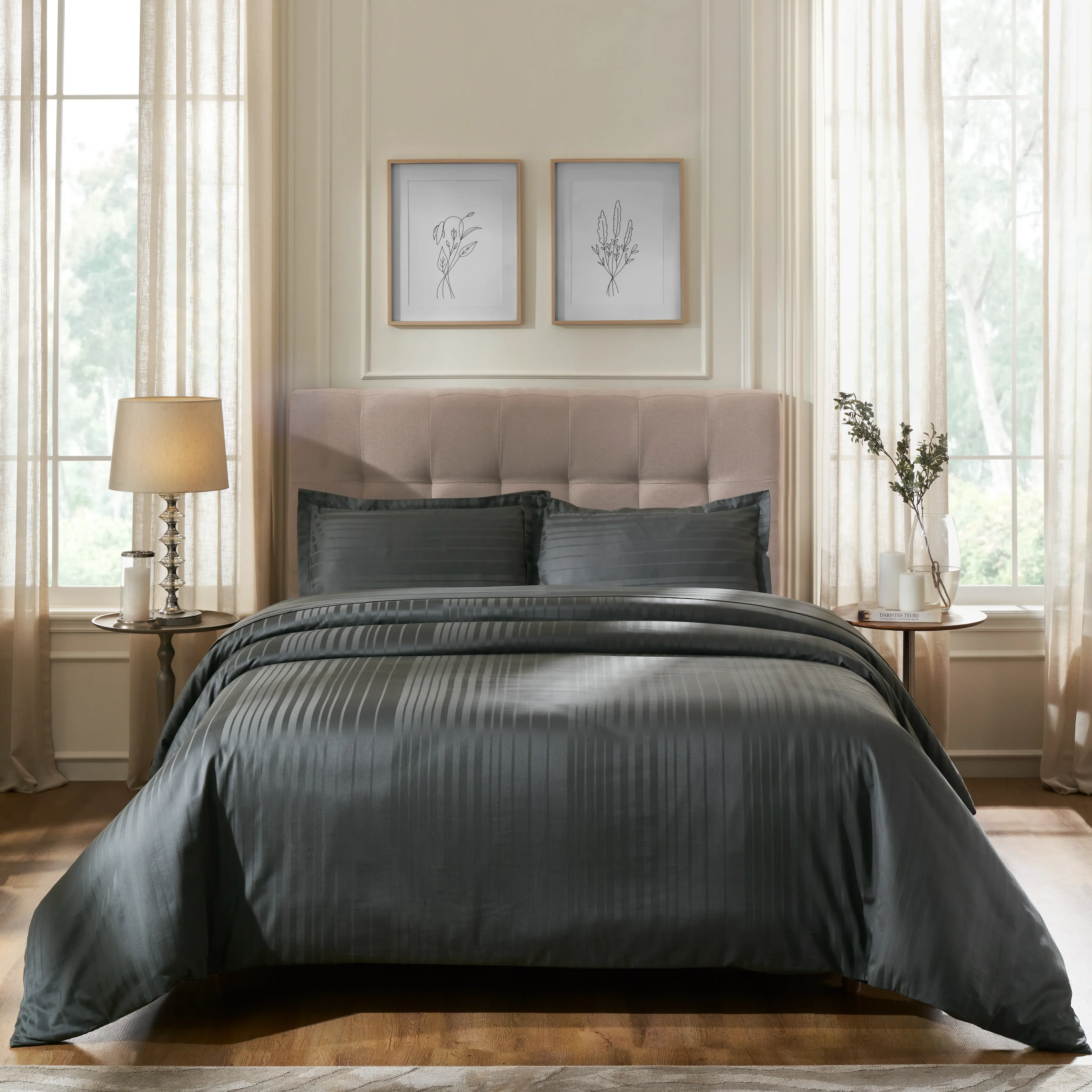 Seraya | 400TC Varigated Stripes Super Soft Bedsheet Set - Image 15