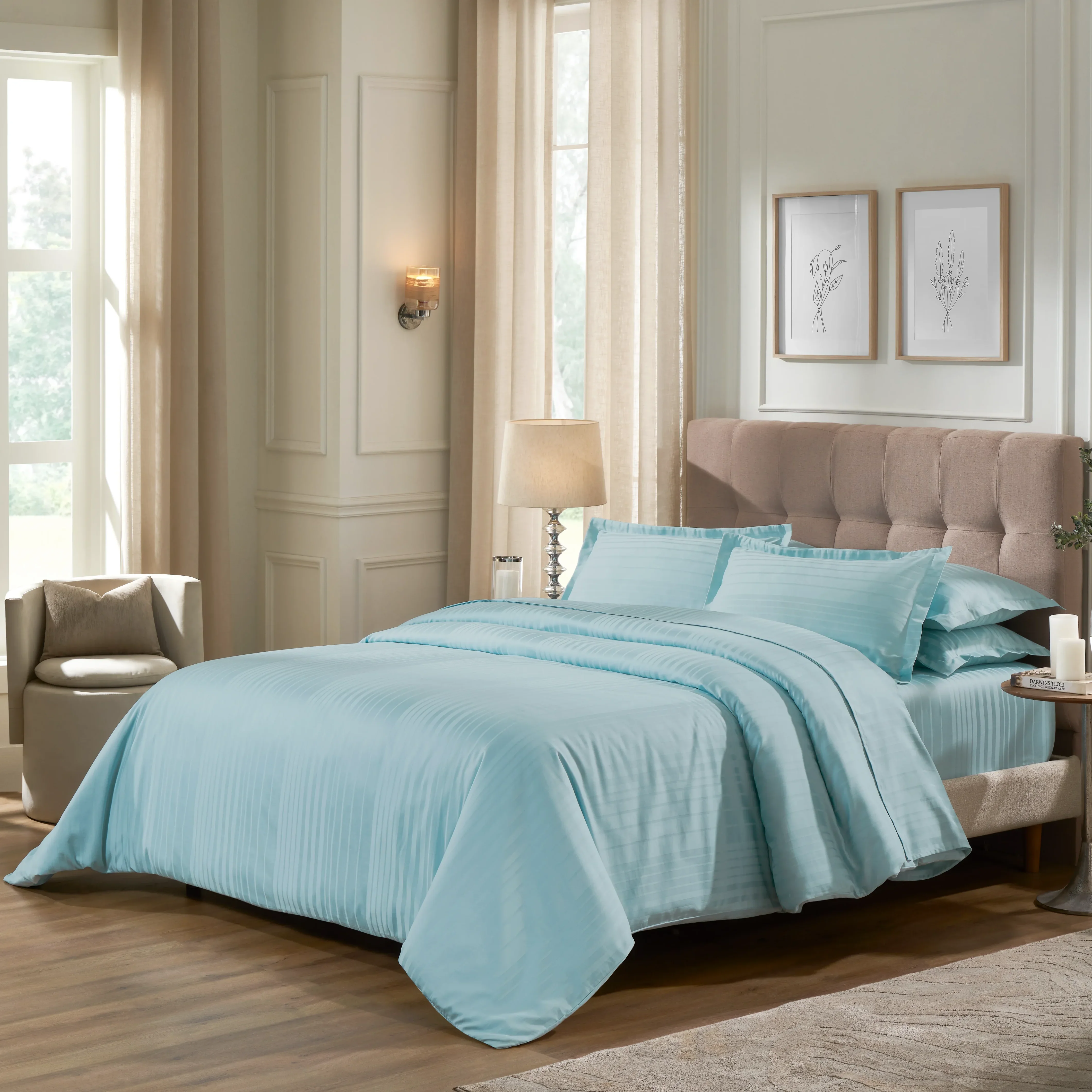 Seraya | 400TC Varigated Stripes Super Soft Bedsheet Set - Image 20