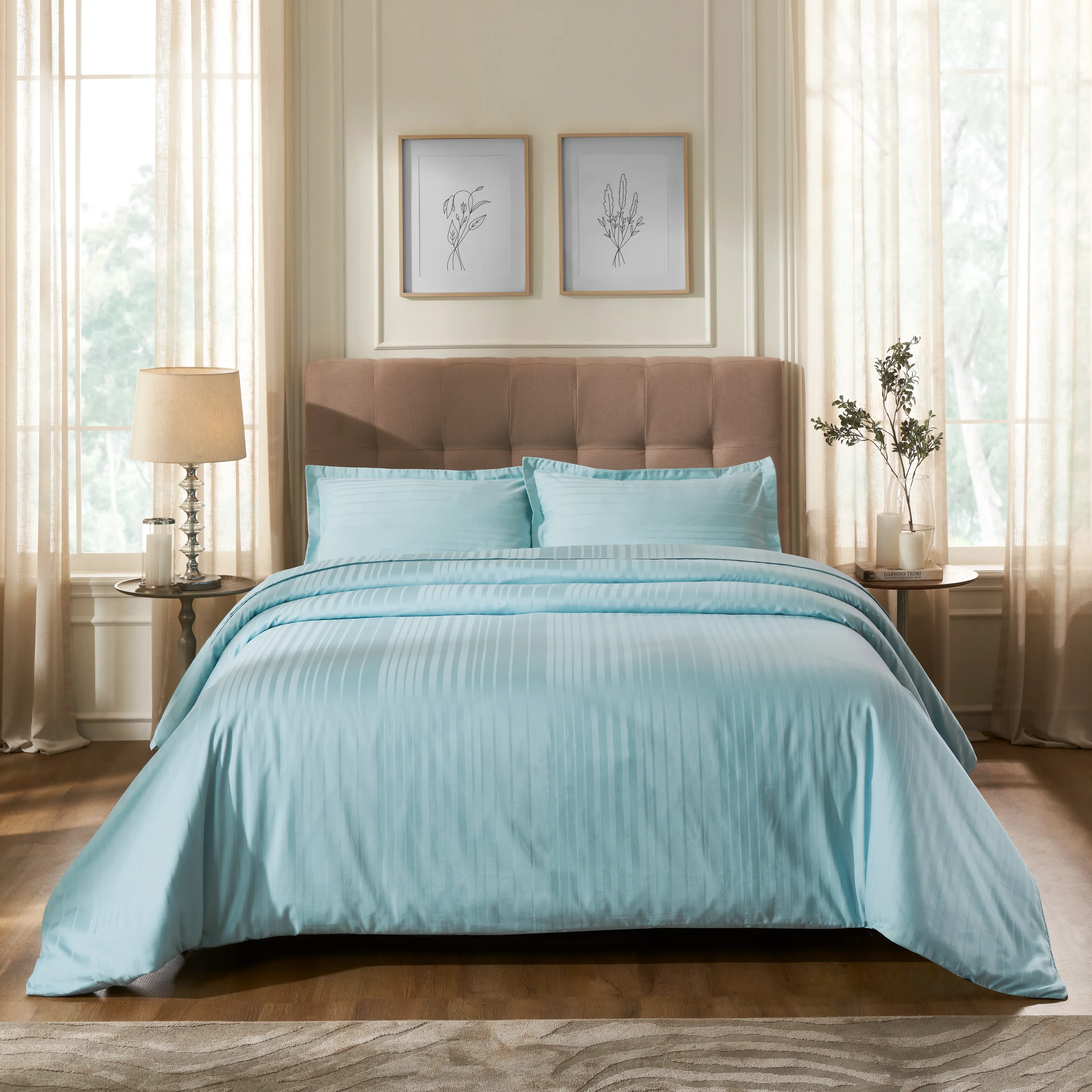 Seraya | 400TC Varigated Stripes Super Soft Bedsheet Set - Image 21