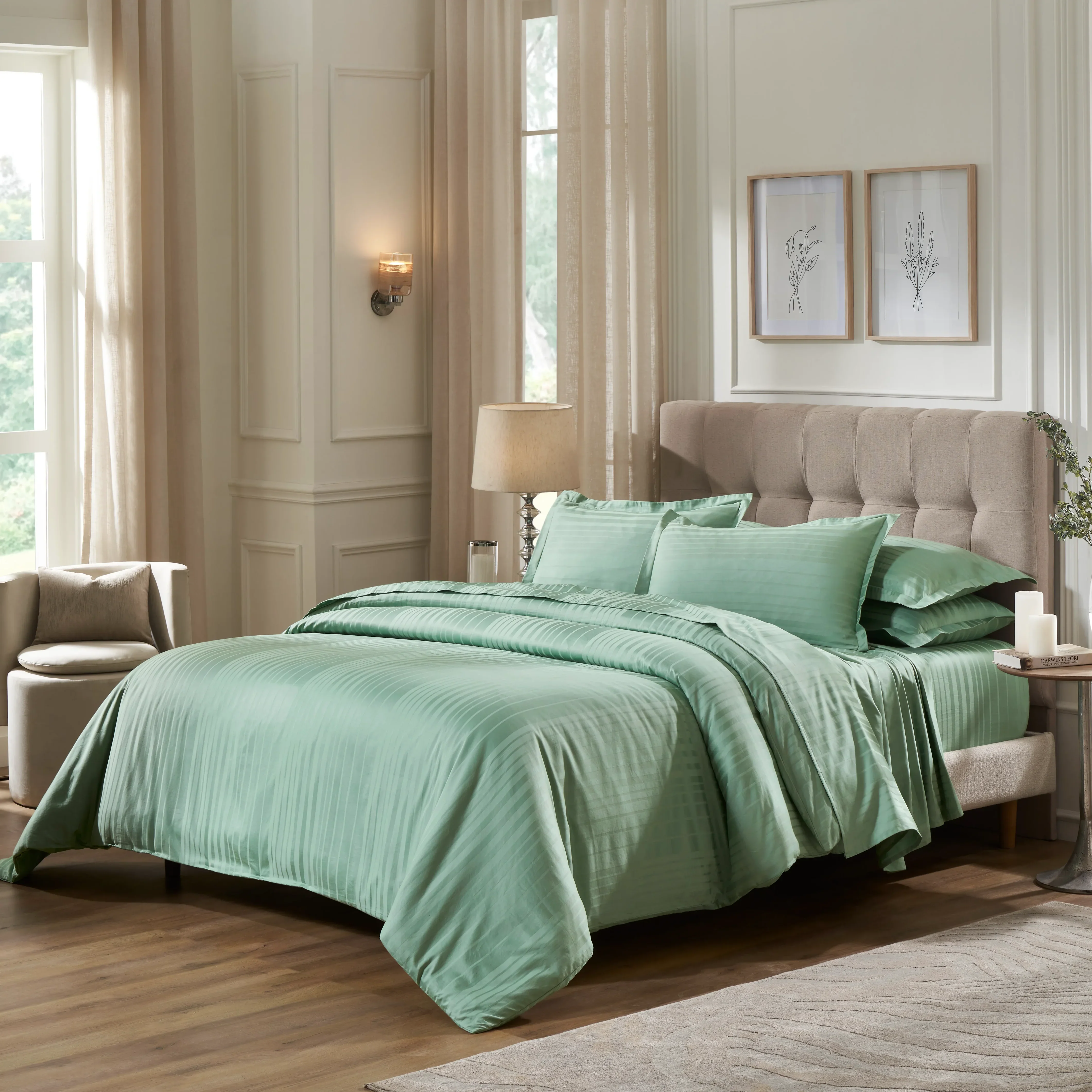 Seraya | 400TC Varigated Stripes Super Soft Bedsheet Set - Image 26