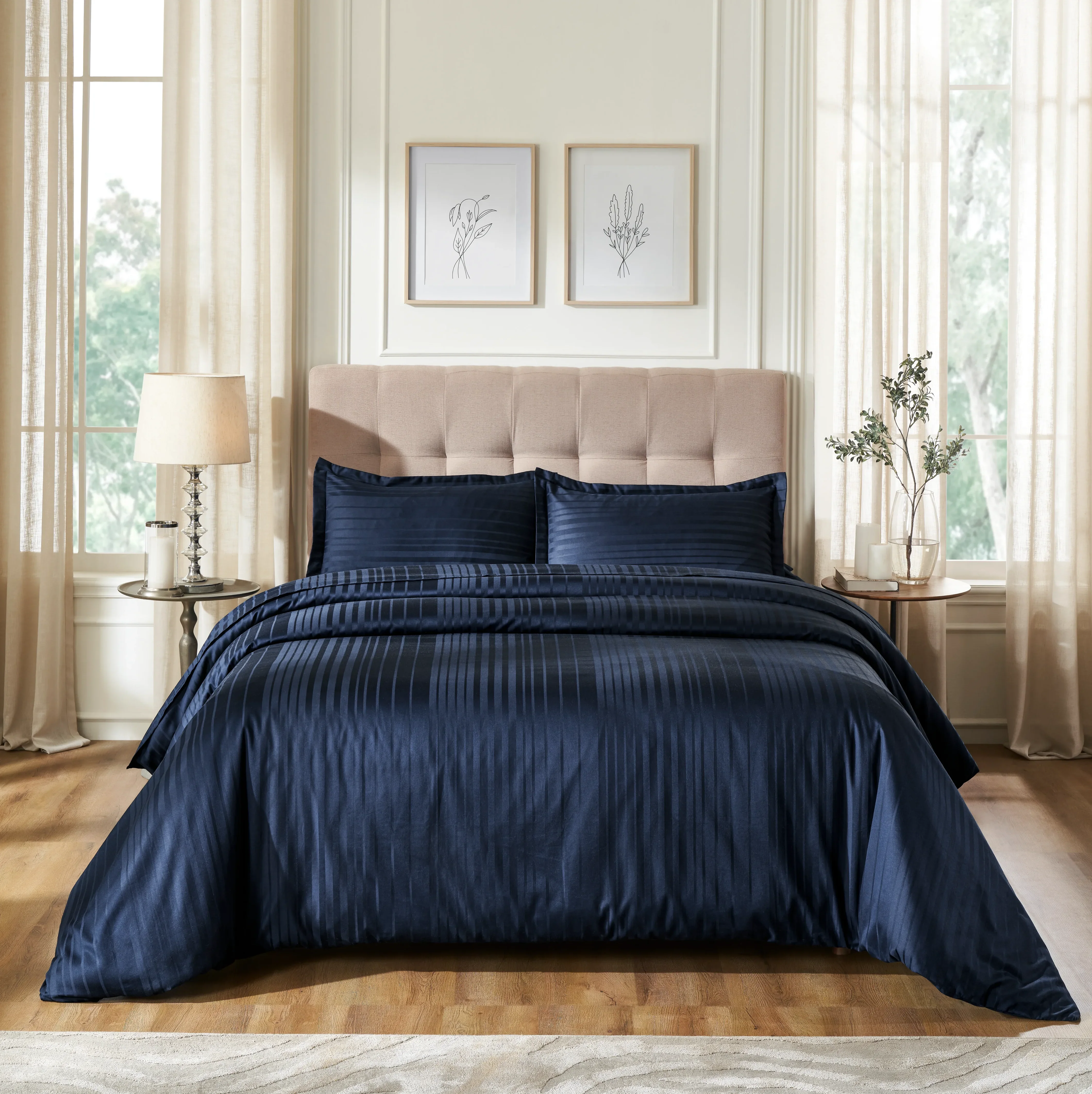 Seraya | 400TC Varigated Stripes Super Soft Bedsheet Set - Image 39