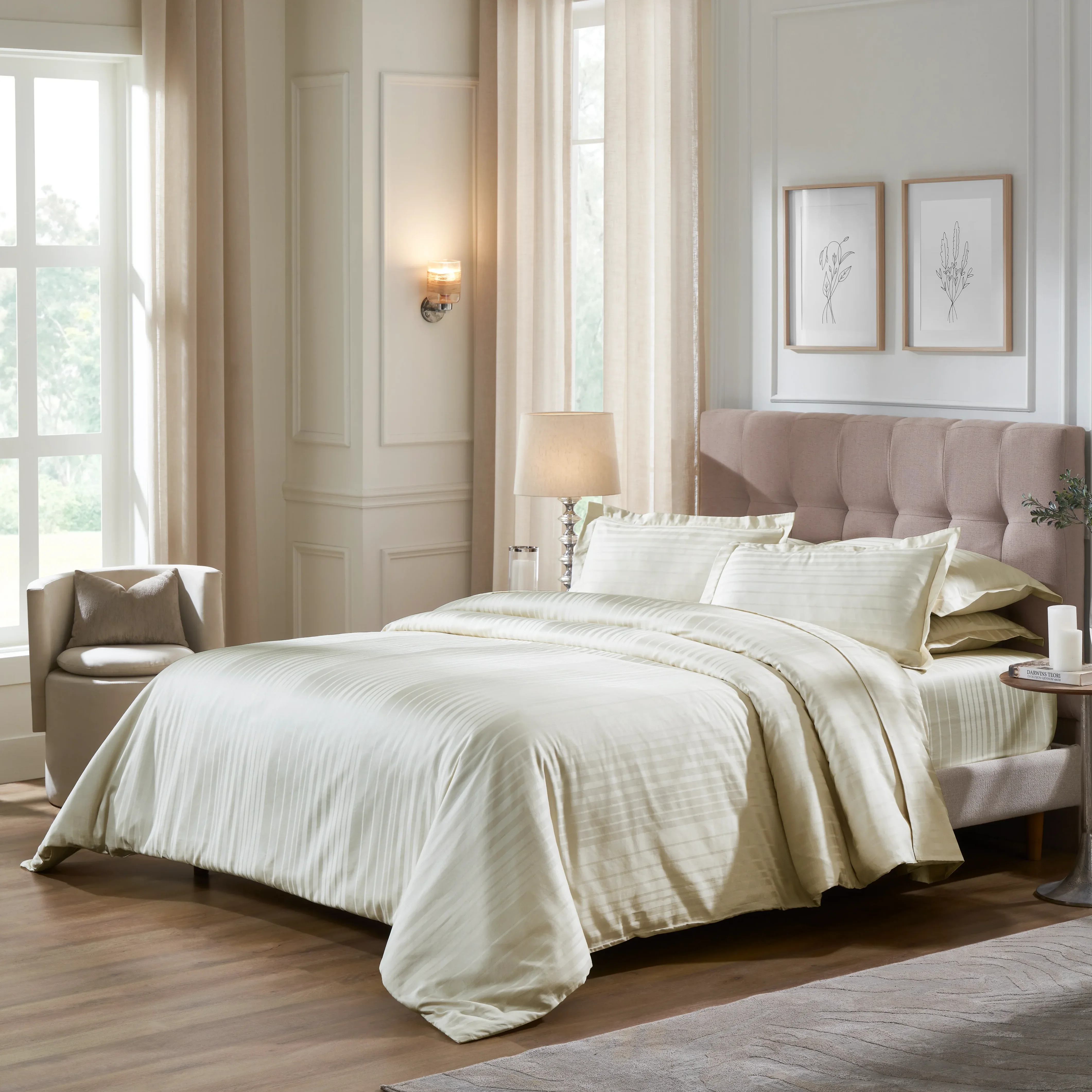 Seraya | 400TC Varigated Stripes Super Soft Bedsheet Set - Image 8