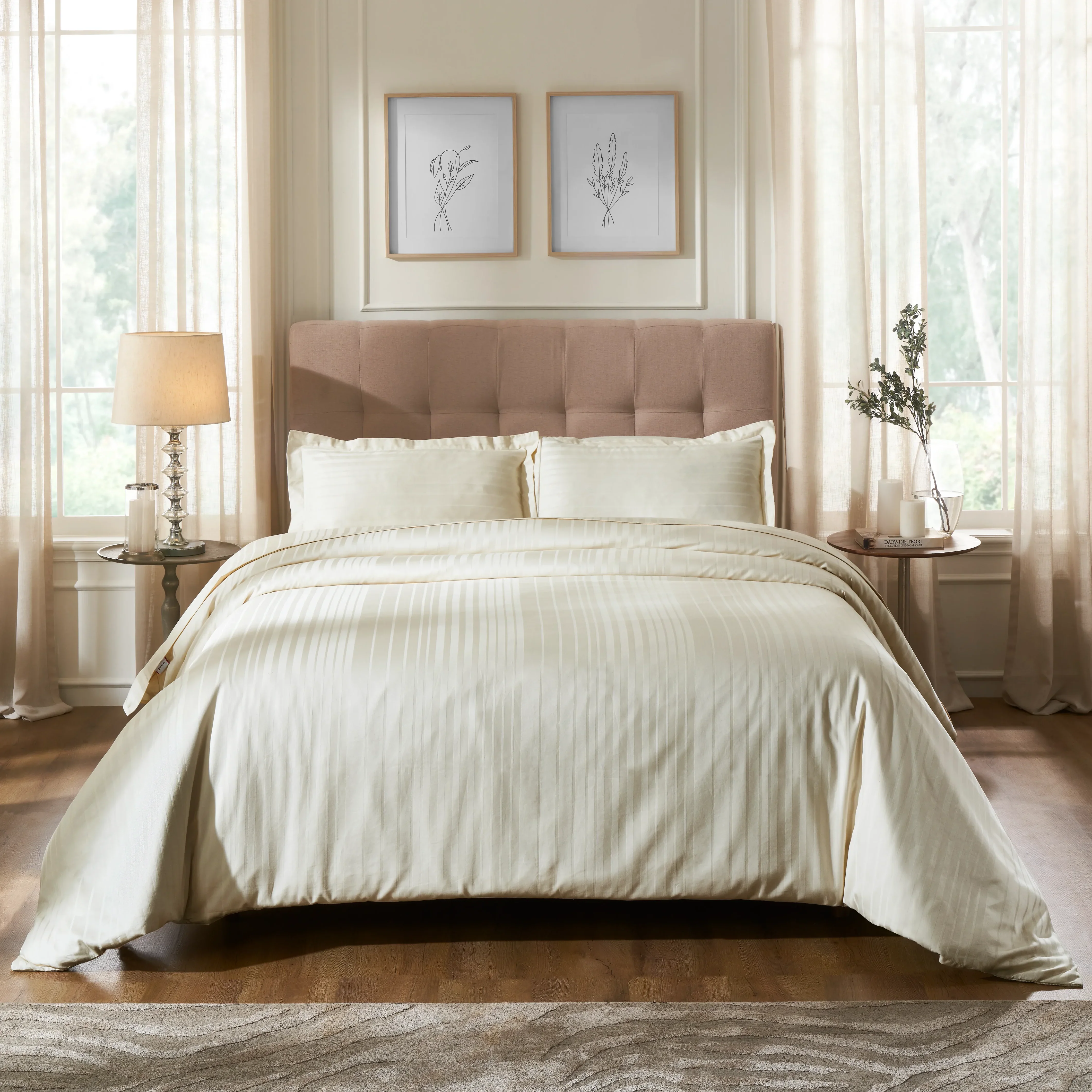Seraya | 400TC Varigated Stripes Super Soft Fitted Sheet Set - Image 16