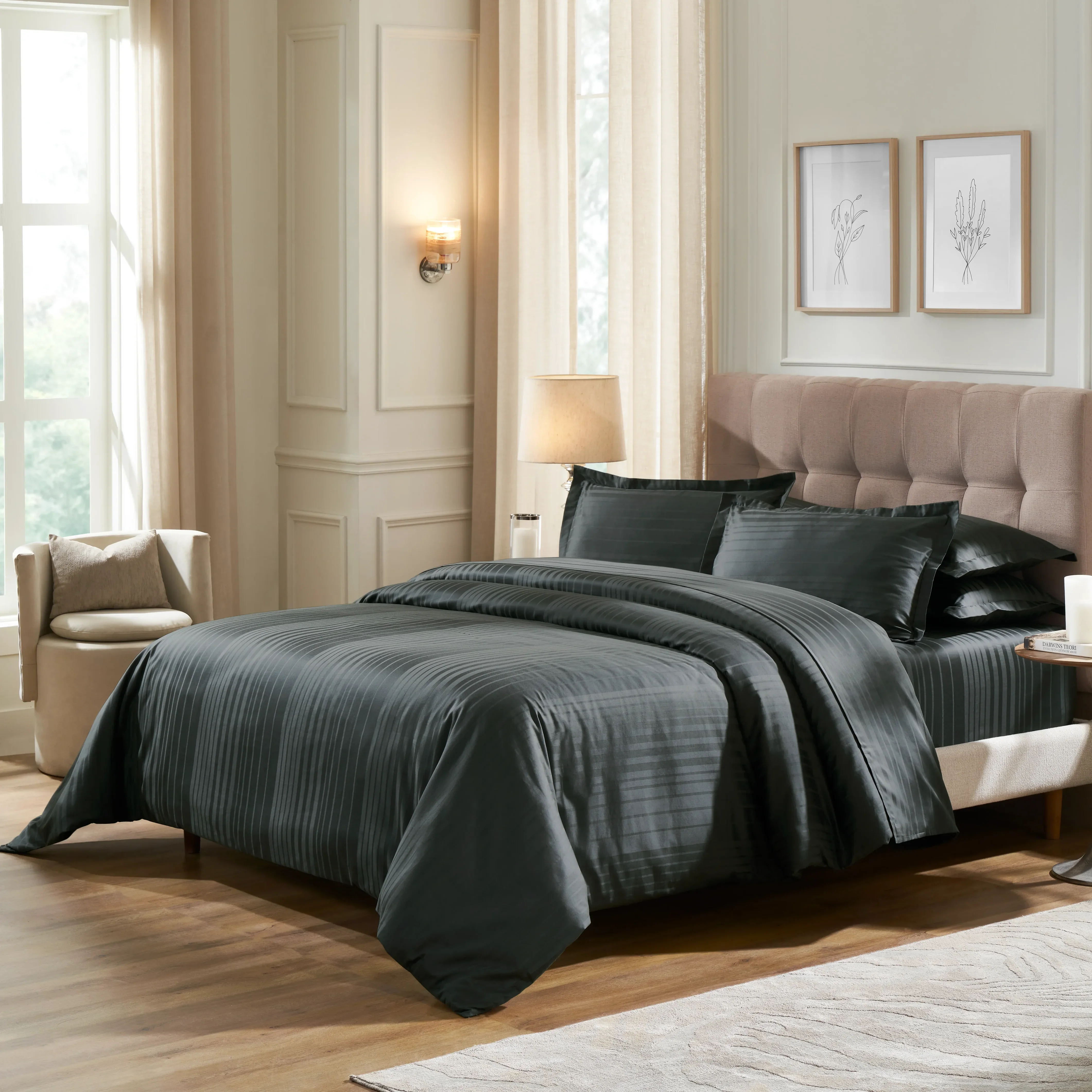 Seraya | 400TC Varigated Stripes Super Soft Fitted Sheet Set - Image 22