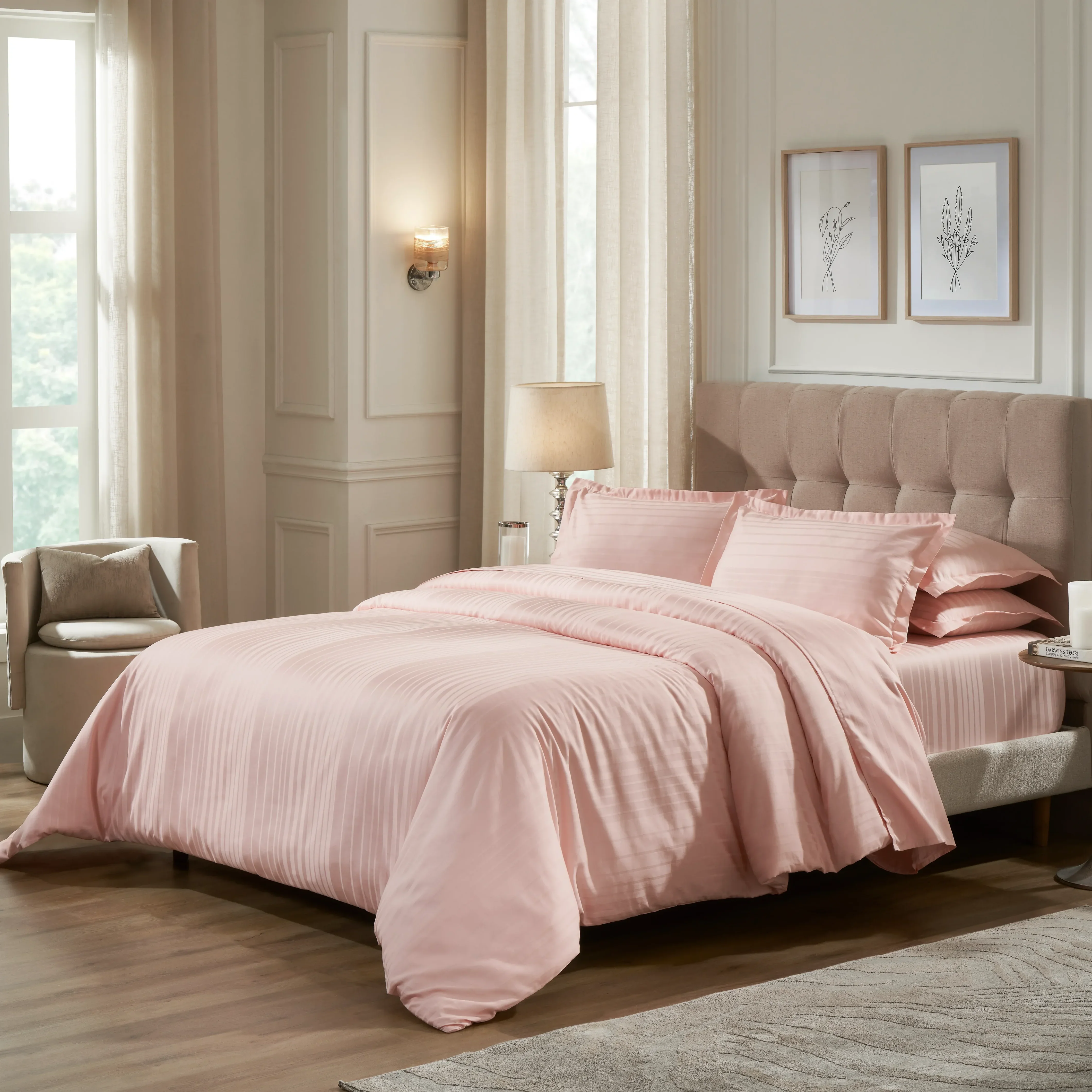 Seraya | 400TC Varigated Stripes Super Soft Fitted Sheet Set - Image 43