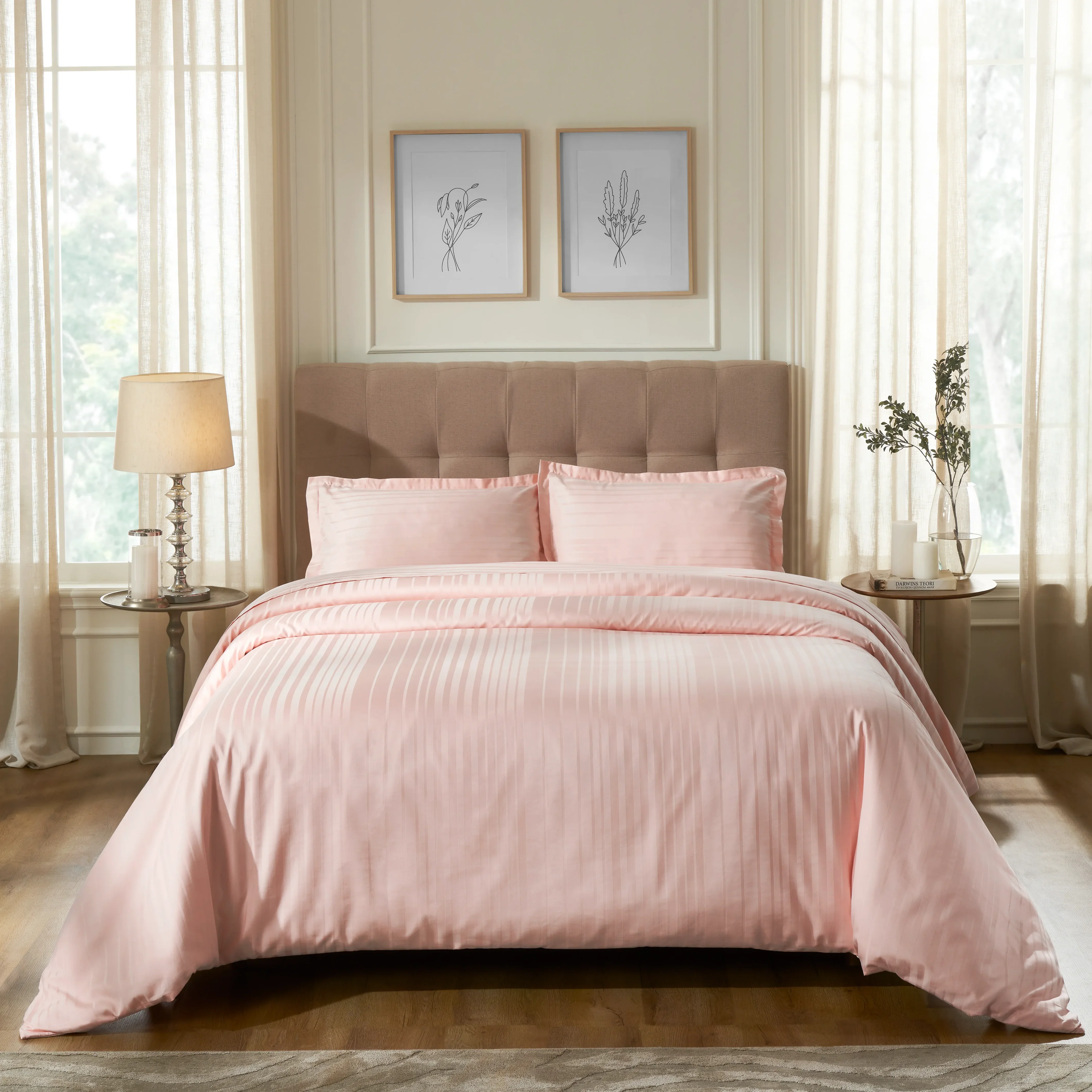 Seraya | 400TC Varigated Stripes Super Soft Fitted Sheet Set - Image 44