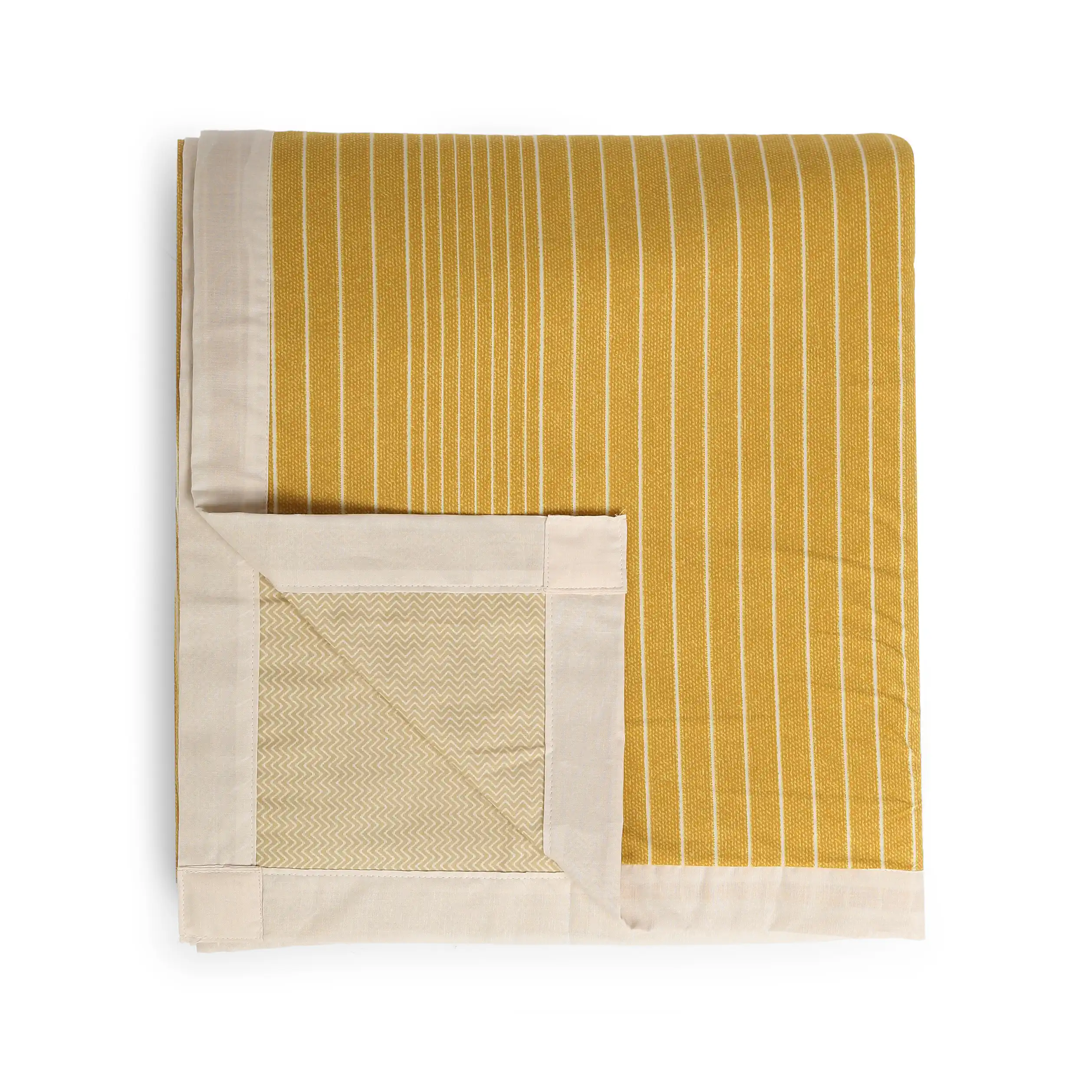 Threadscapes | Woven Textured Printed Reversible Dohar with Super Soft Flannel Layering-Mustard - Image 4