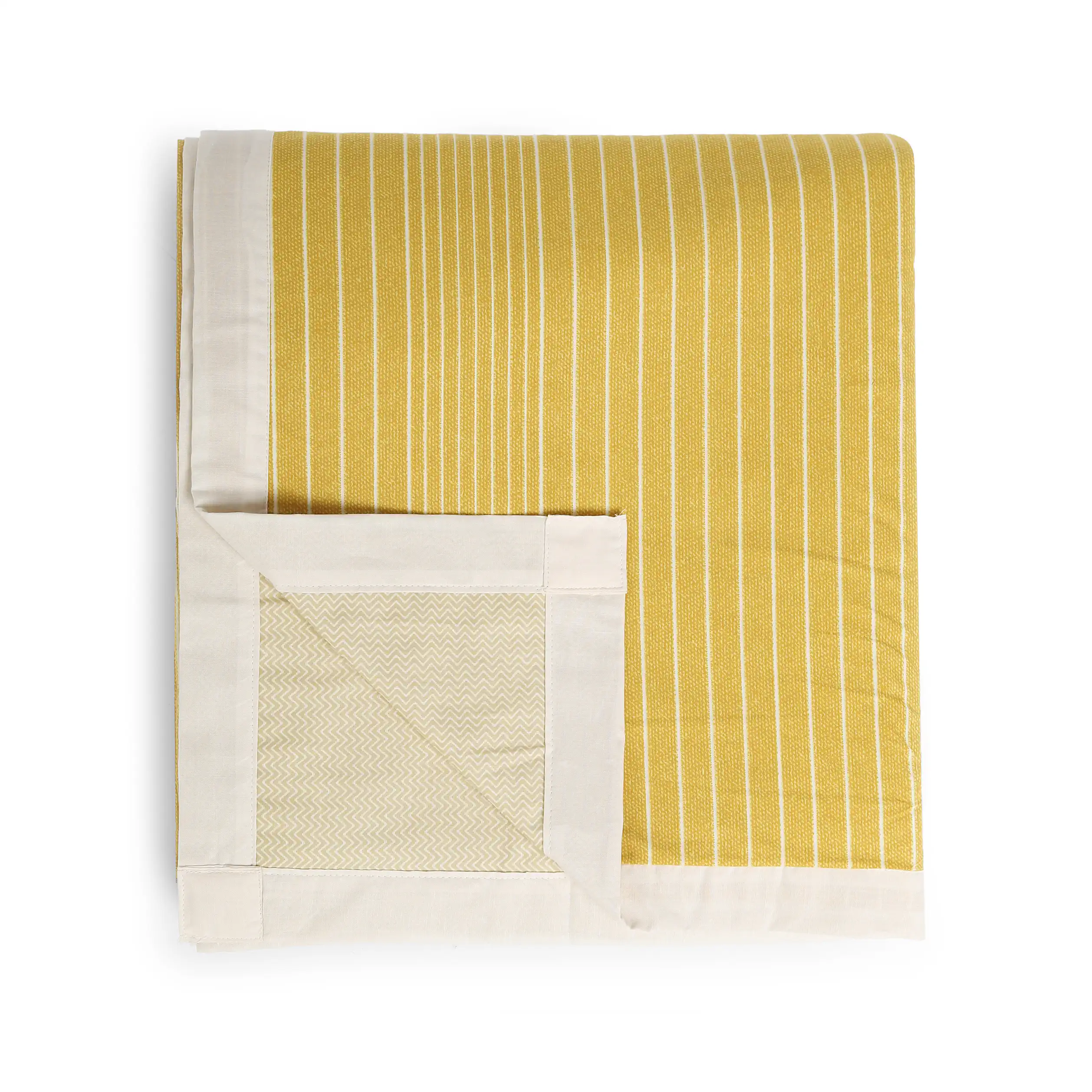 Threadscapes | Woven Textured Printed Reversible Dohar with Super Soft Flannel Layering-Mustard - Image 8