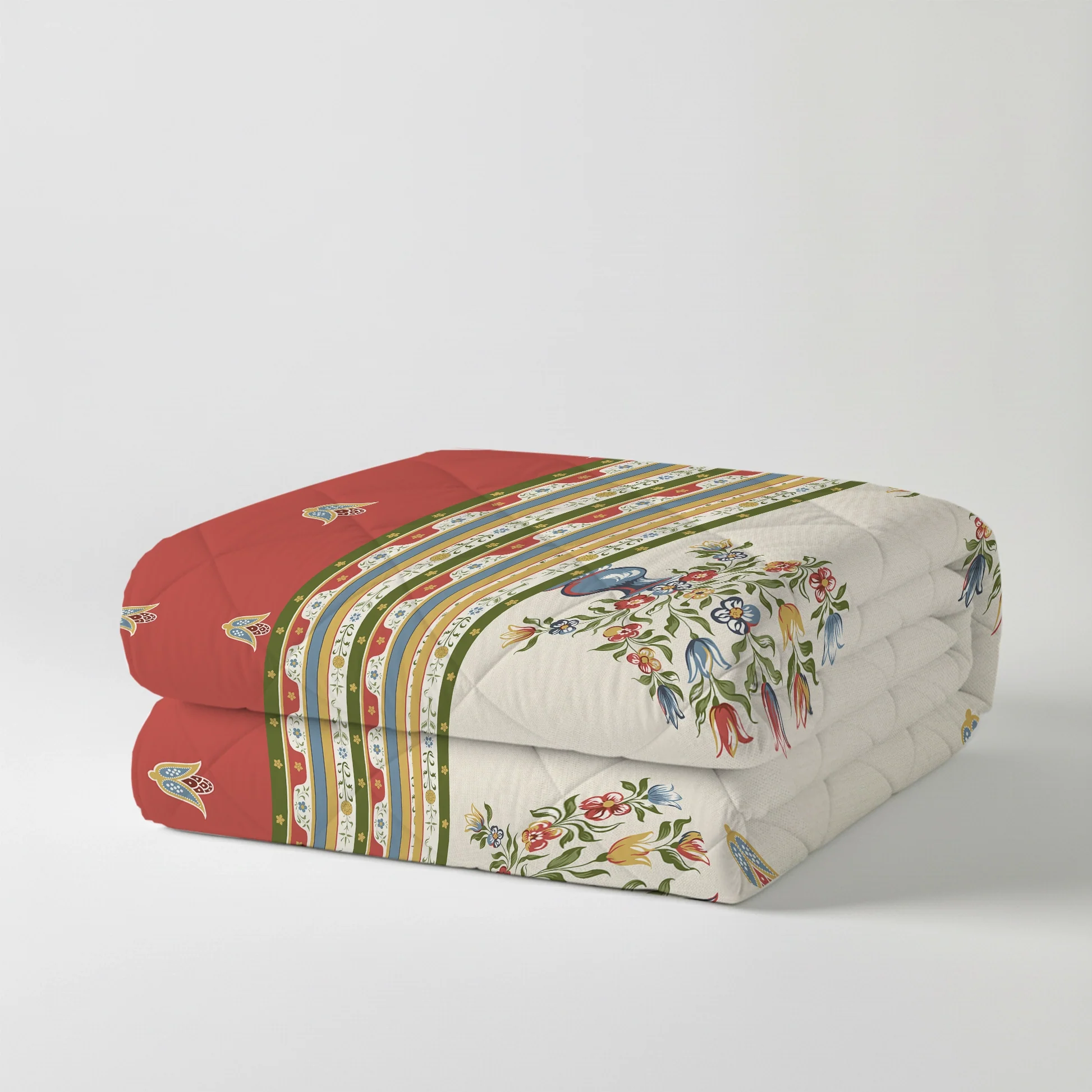 Udyan Tales | Vivid Traditional Printed Bedding Set - Set of Bedsheet & Comforter - Brick Red - Image 4
