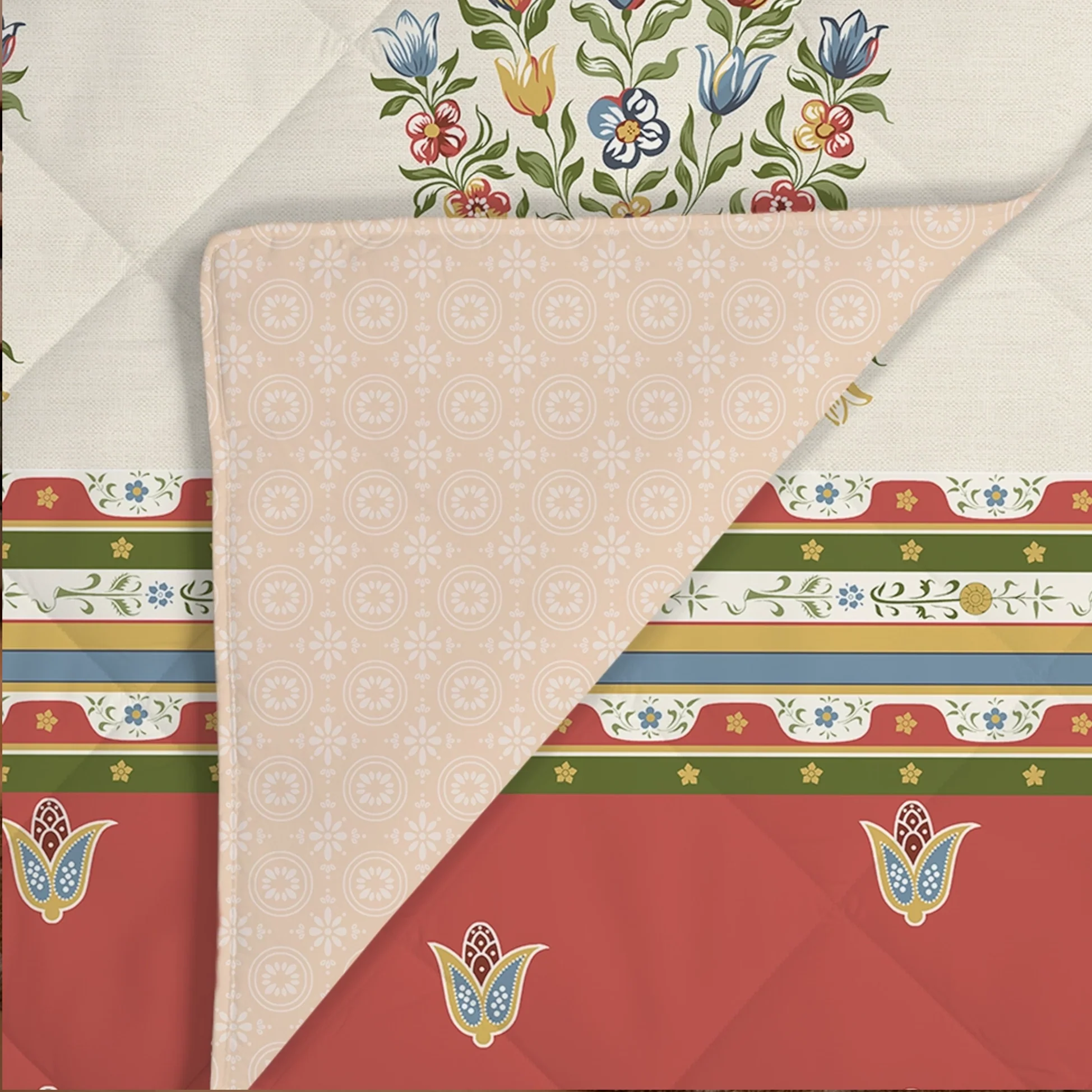 Udyan Tales | Vivid Traditional Printed Bedding Set - Set of Bedsheet & Comforter - Brick Red - Image 5