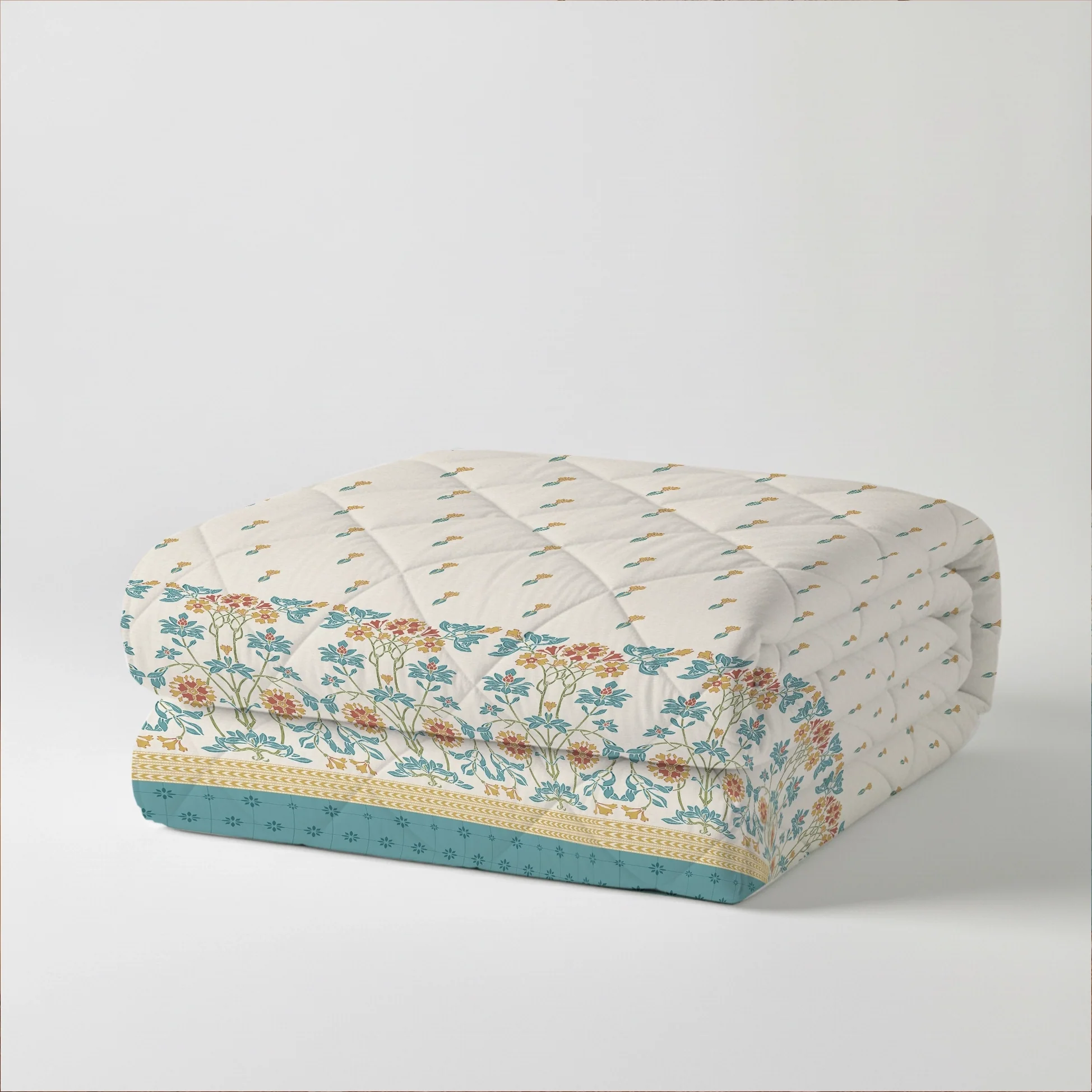 Udyan Tales | Vibrant Ethnic Printed 300 GSM Extra Warm Premium Comforter - Midnight Teal - Image 4