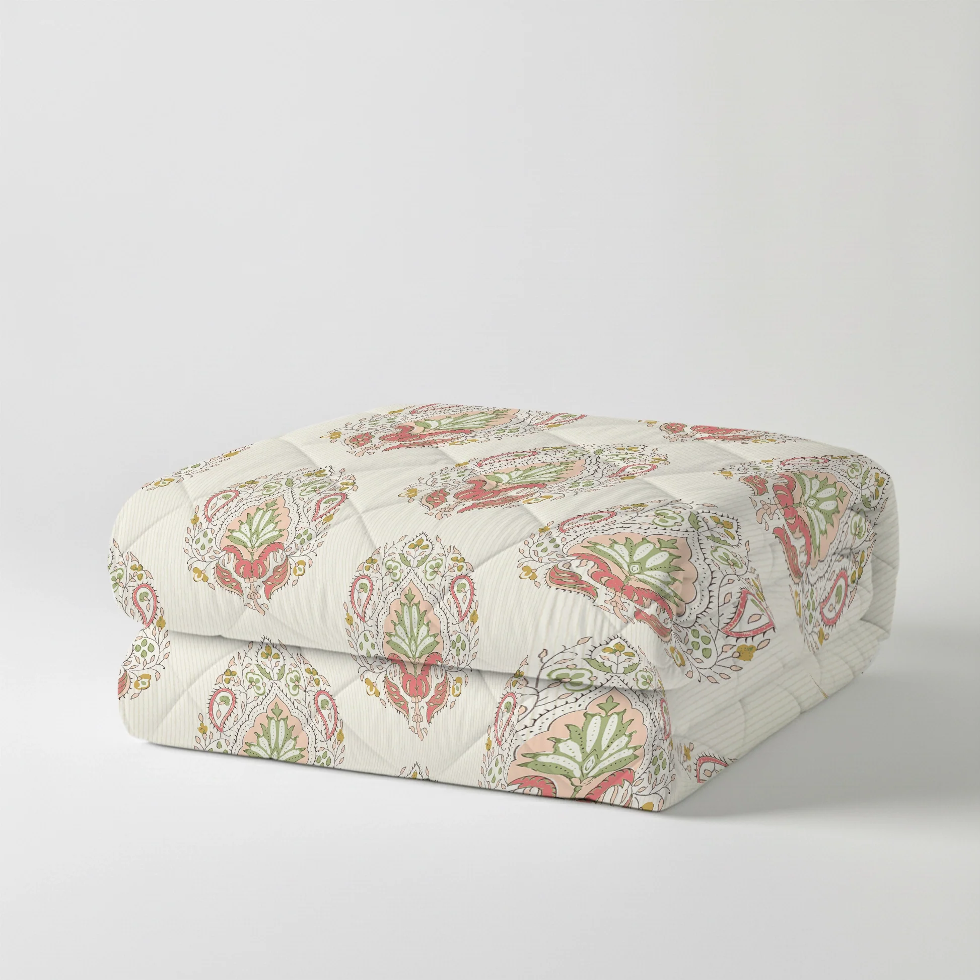 Udyan Tales | Contemporary Indian Printed 150 GSM Reversible Comforter - Soft Coral - Image 4