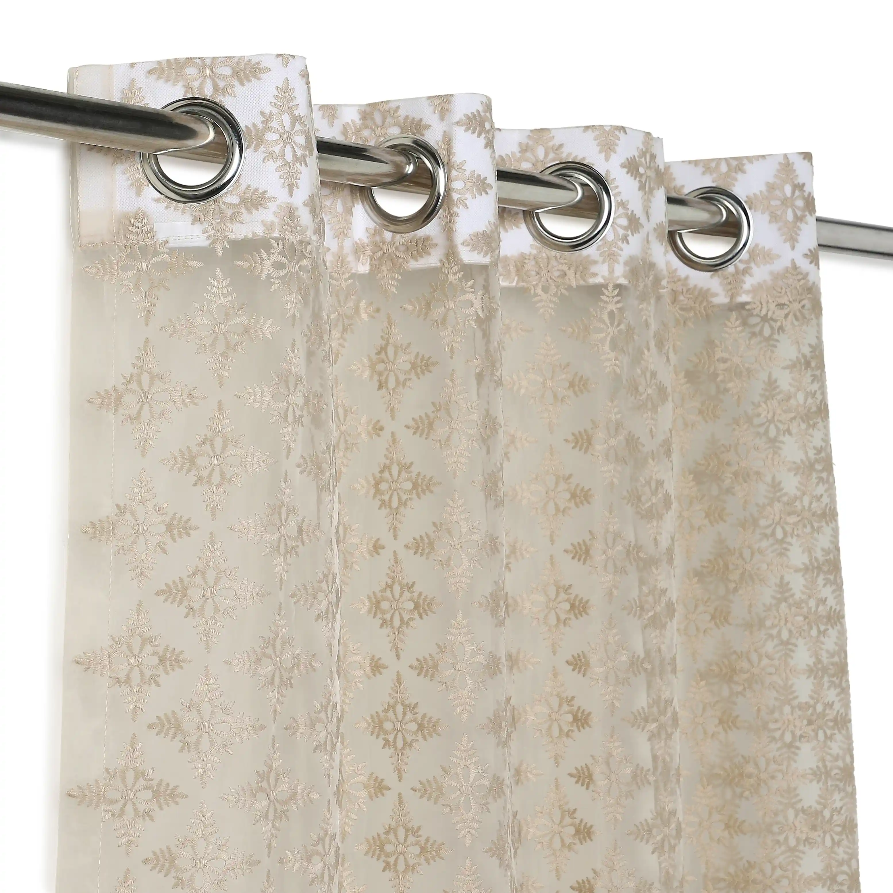 Velina Set Of 2 Embroidered Sheer Readymade Curtains | Royal Jharokha - Image 2