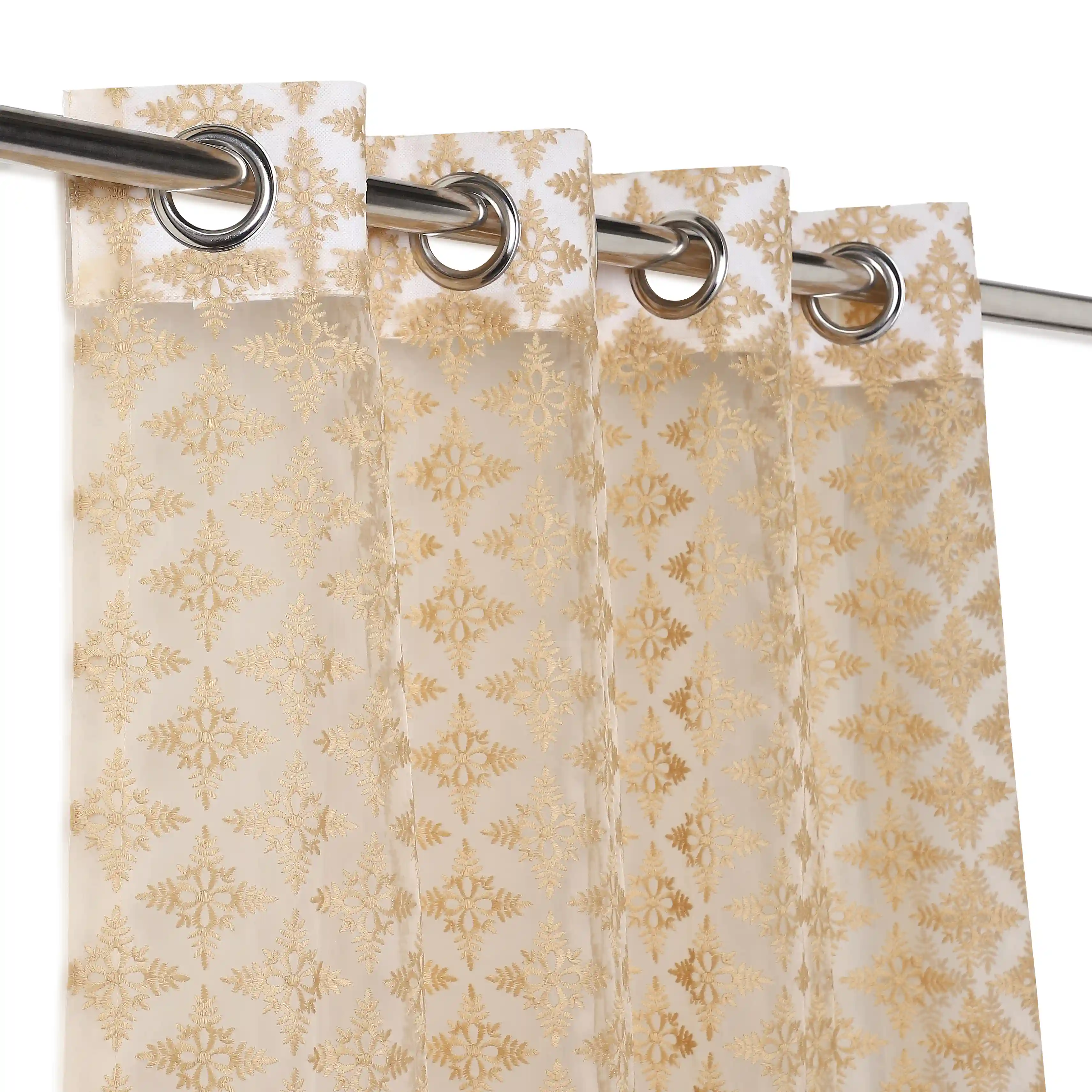 Velina Set Of 2 Embroidered Sheer Readymade Curtains | Royal Jharokha - Image 6